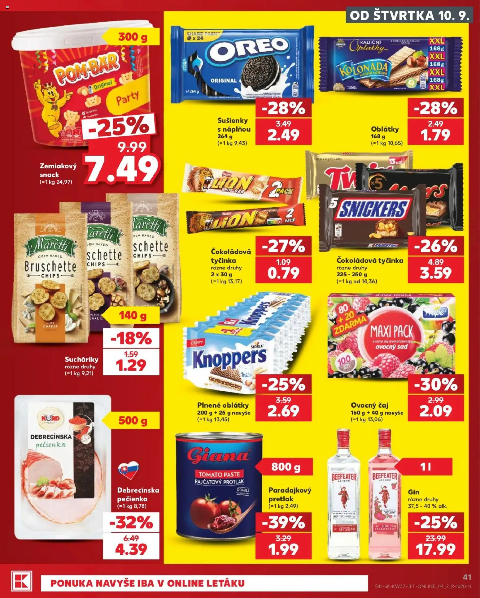 Nové Kaufland akcie – leták je platný od 10.09.2026 | Strana: 41 | Produkty: Čaj, Oreo, Snickers, Ovocný čaj