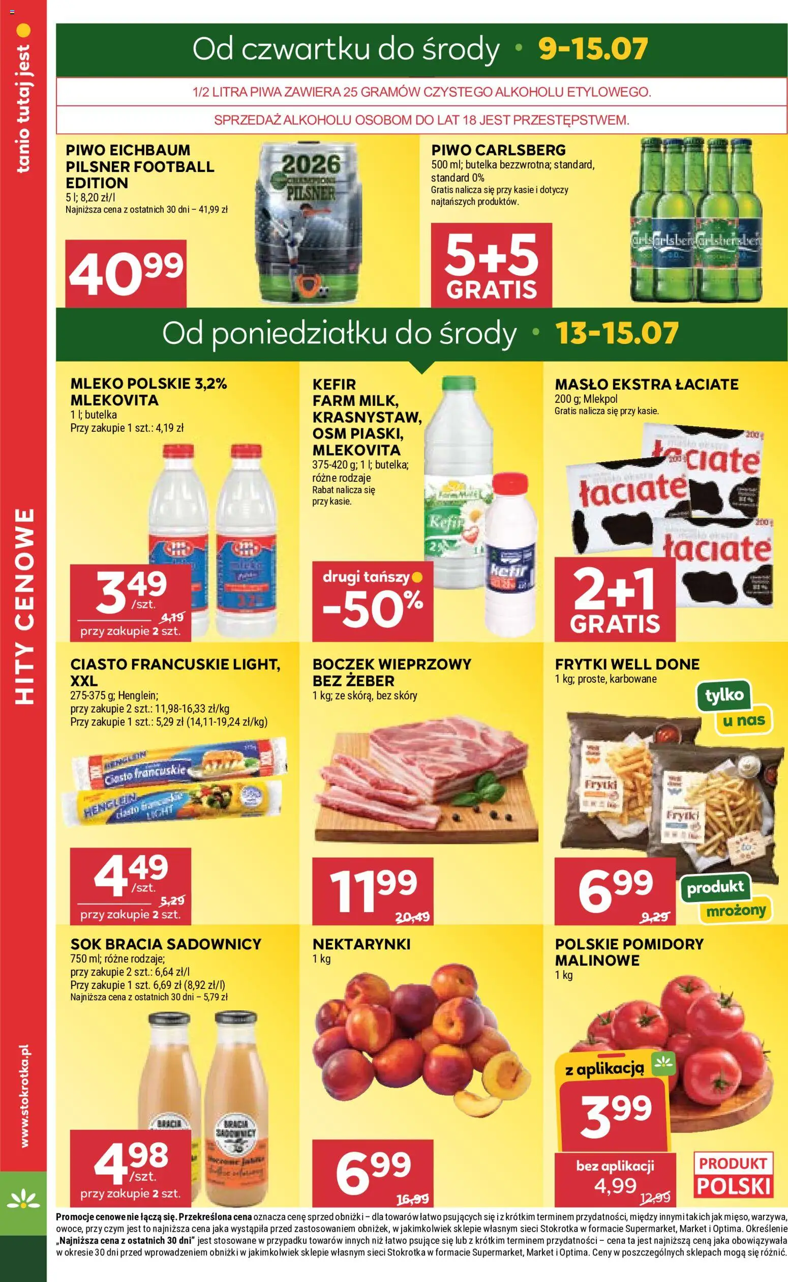 Stokrotka gazetka - Market od 09.07.2026 | Strona: 6 | Produkty: Masło, Sok, Pomidory, Frytki