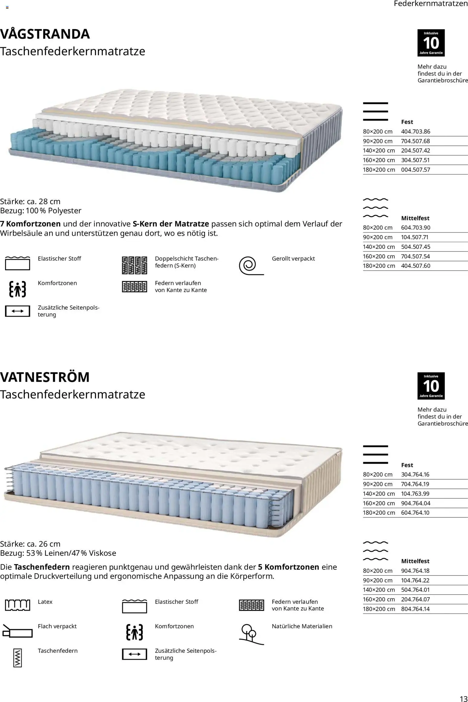 Ikea Prospekt Schlafkomfort – gültig ab 16.09.2026 | Seite: 13 | Produkte: Matratze, Taschen