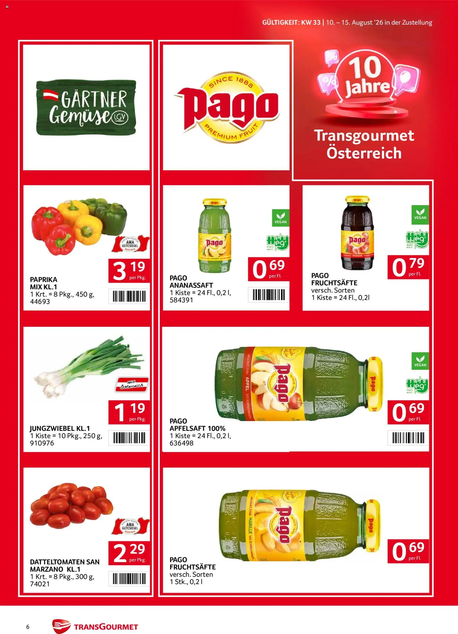 Transgourmet Zustellaktion gültig ab 10.08.2026 | Seite: 6 | Produkte: Planche de surf, Äpfel