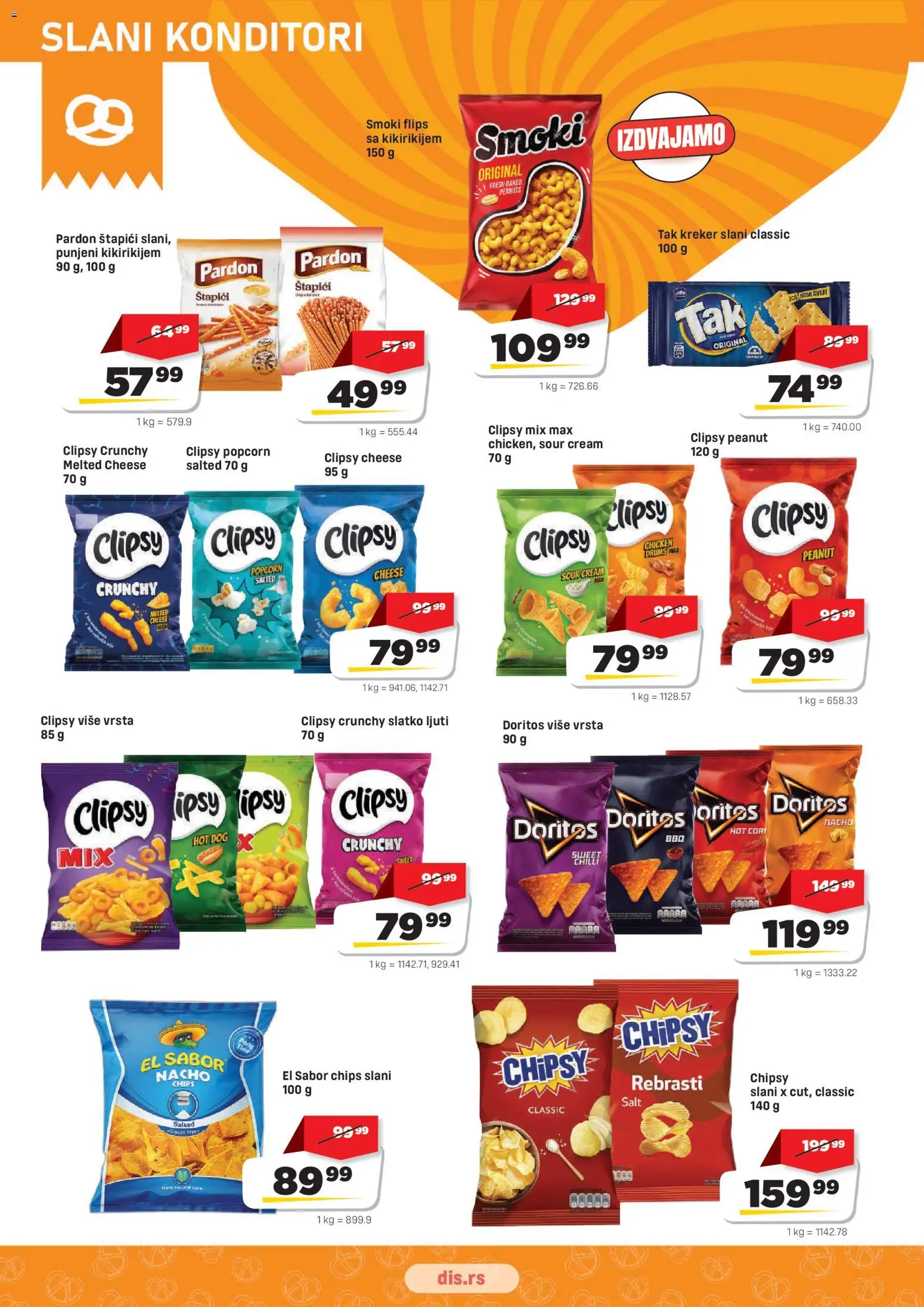 Super DIS katalog - važi od 17.09.2026 | Strana: 14 | Proizvode: Smoki, Popcorn, Doritos, Hot dog