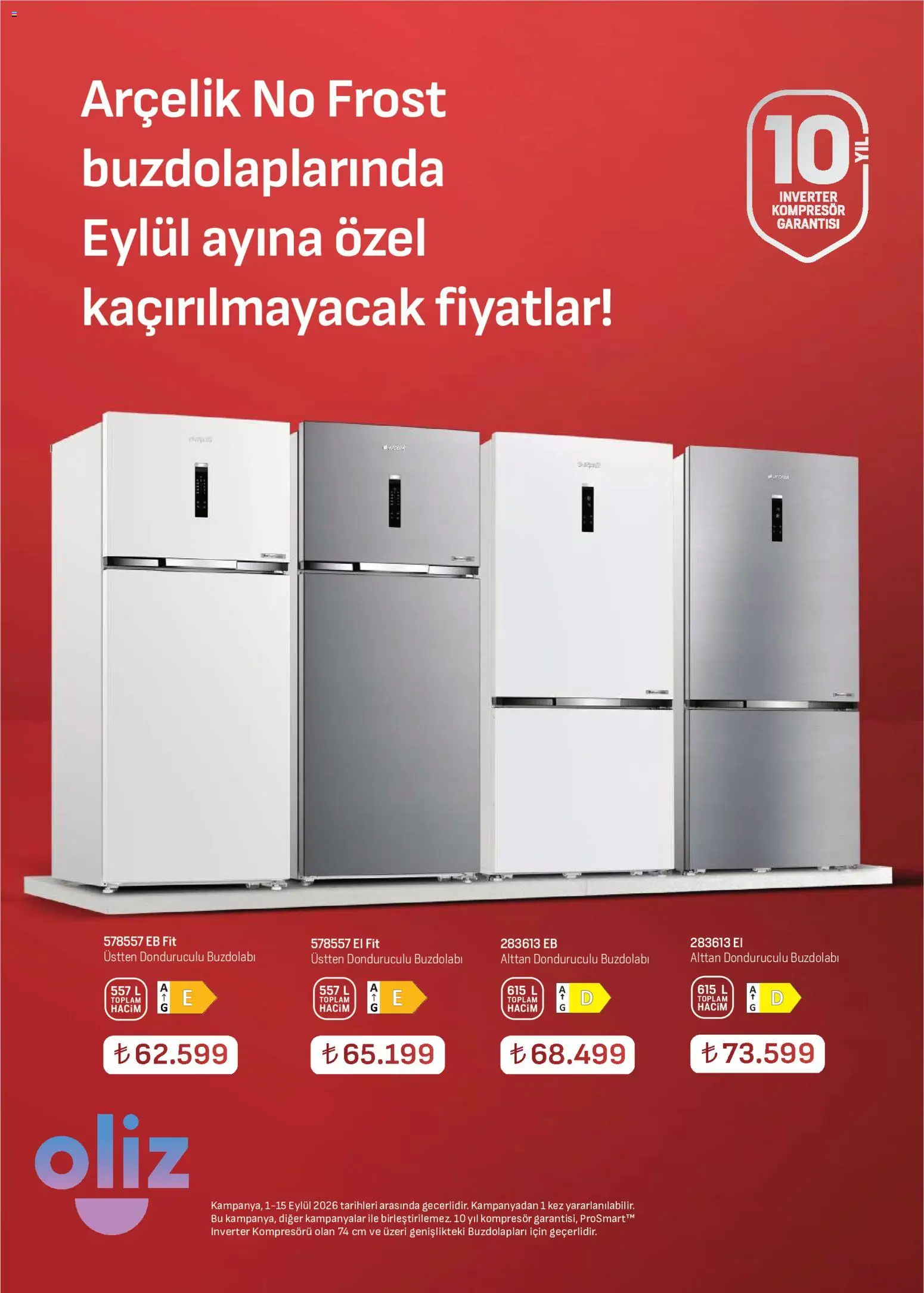 Arçelik Katalog - 01 Eylül 2026 tarihinden itibaren geçerlidir | Sayfa: 16 | Ürünler: Buzdolabı