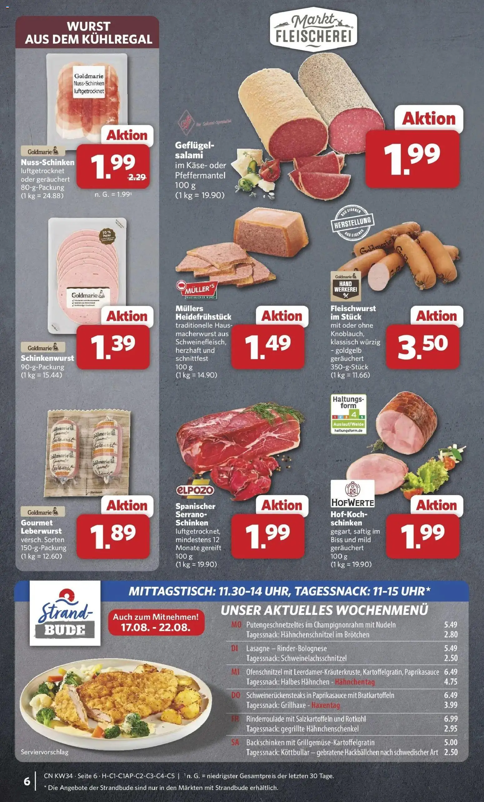 Combi Prospekt Twistringen (ab 17.08.2026) zum Blättern | Seite: 6 | Produkte: Hahnchenschenkel, Salami, Schinken, Nudeln