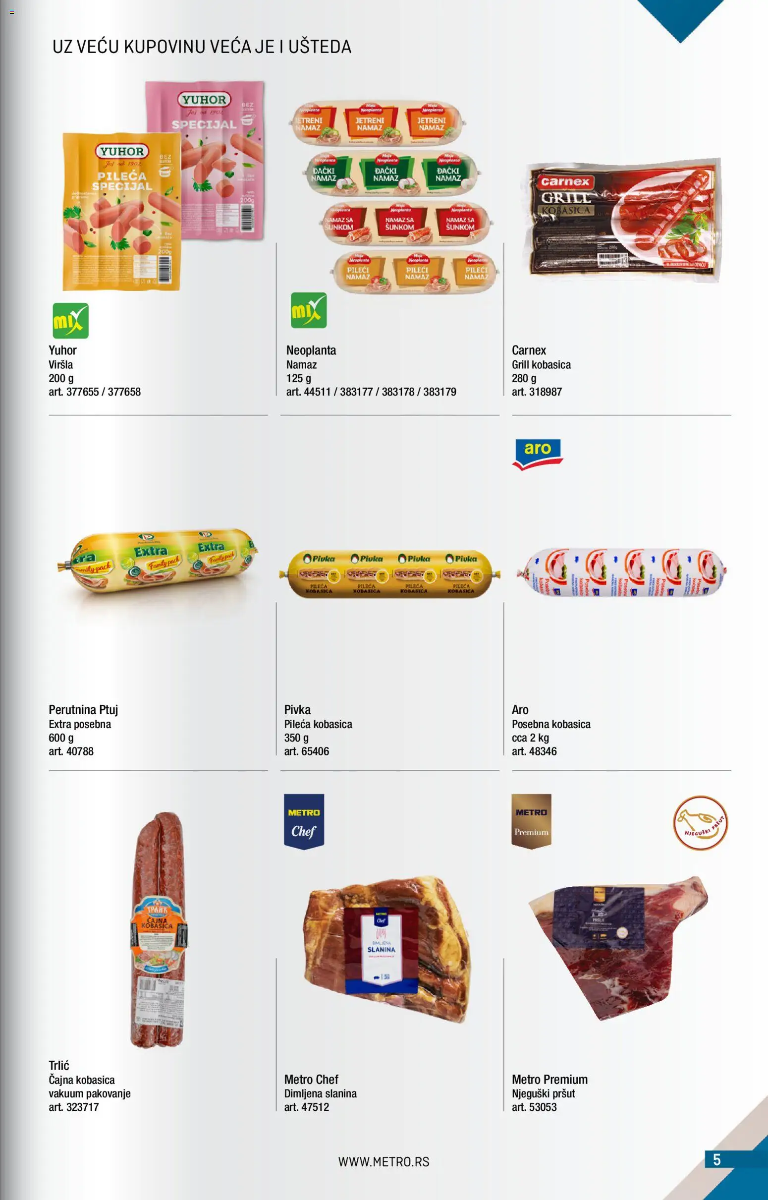 Metro katalog - važi od 01.10.2026 | Strana: 5 | Proizvode: Pršut, Namaz, Pakovanje, Perutnina Ptuj