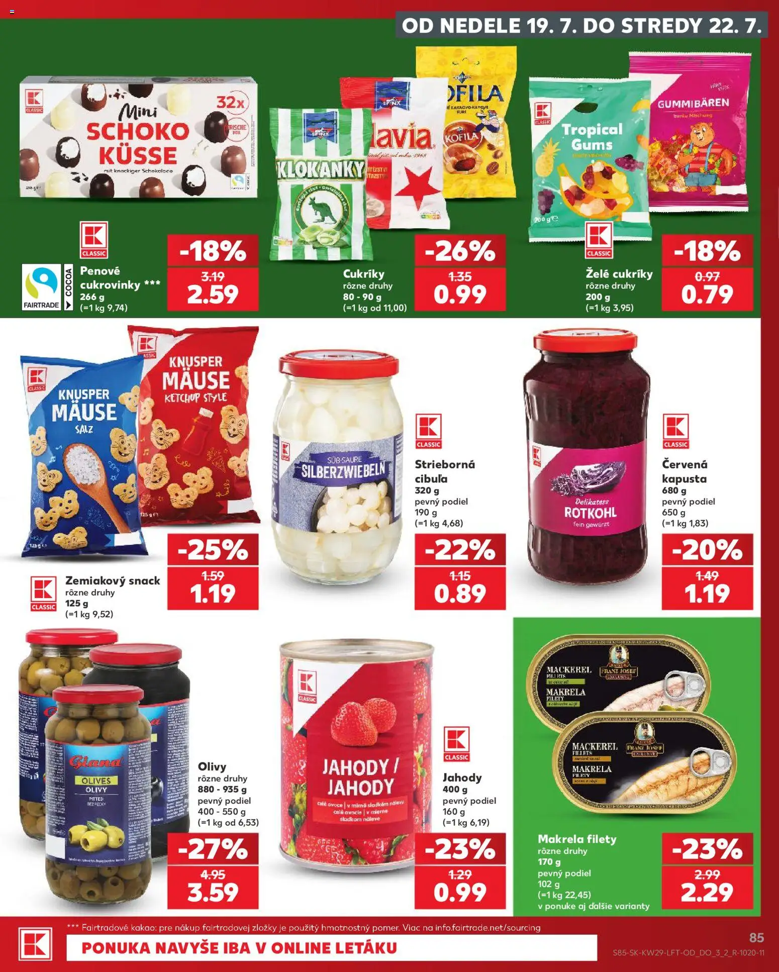 Nové Kaufland akcie – leták je platný od 16.07.2026 | Strana: 85 | Produkty: Cukrovinky, Cukríky, Jahody, Kakao