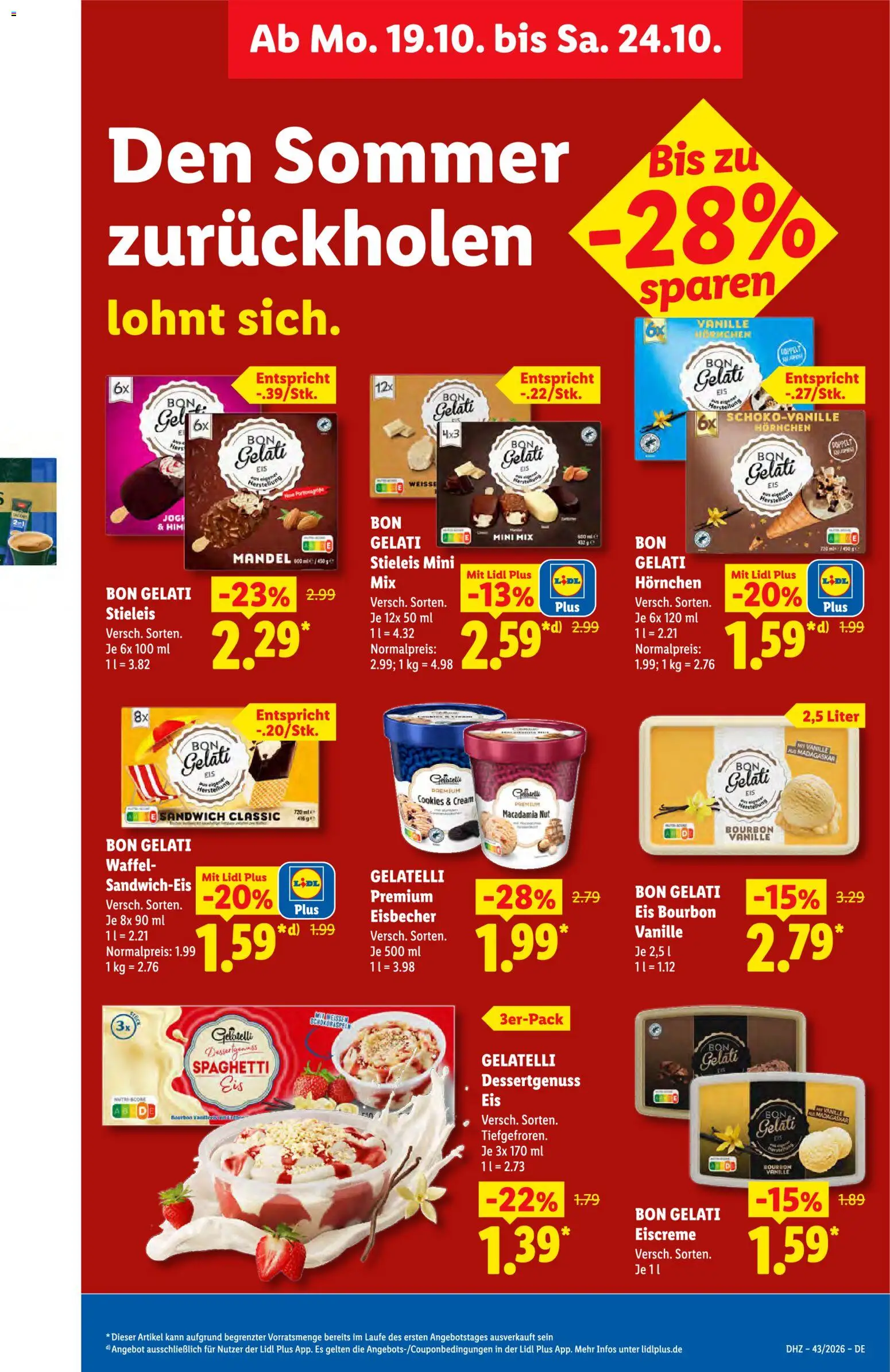Lidl Německo leták od 19.10.2026 | Strana: 23 | Produkty: Bourbon, Cookies, Bon Gelati, Gelatelli