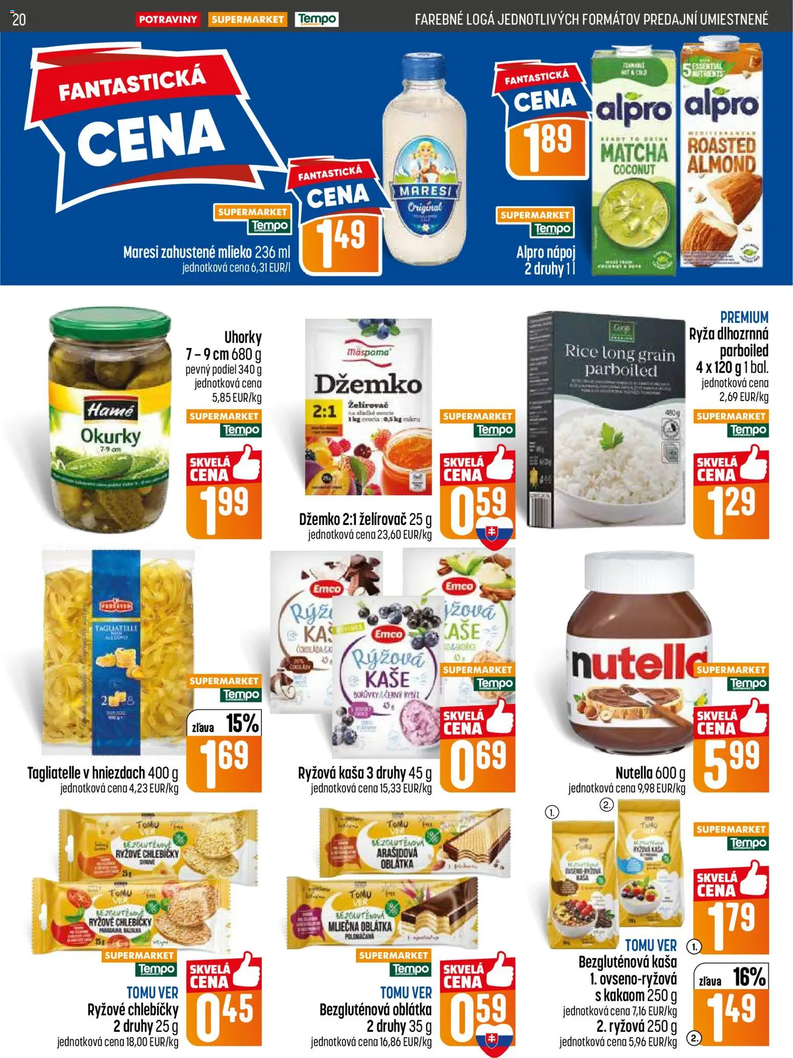 Nové COOP Jednota akcie – leták je platný od 07.05.2026 | Strana: 20 | Produkty: Mlieko, Ryža, Alpro, Ovocie