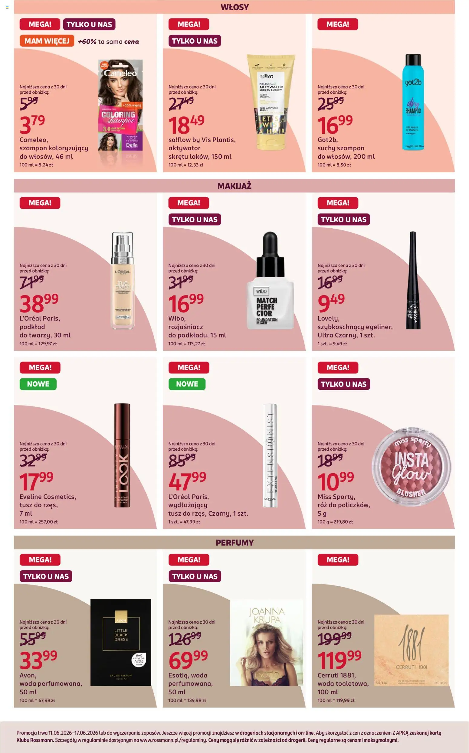 Rossmann gazetka od 11.06.2026 | Strona: 6 | Produkty: Perfumy, Makijaż, Szampon, Suchy szampon