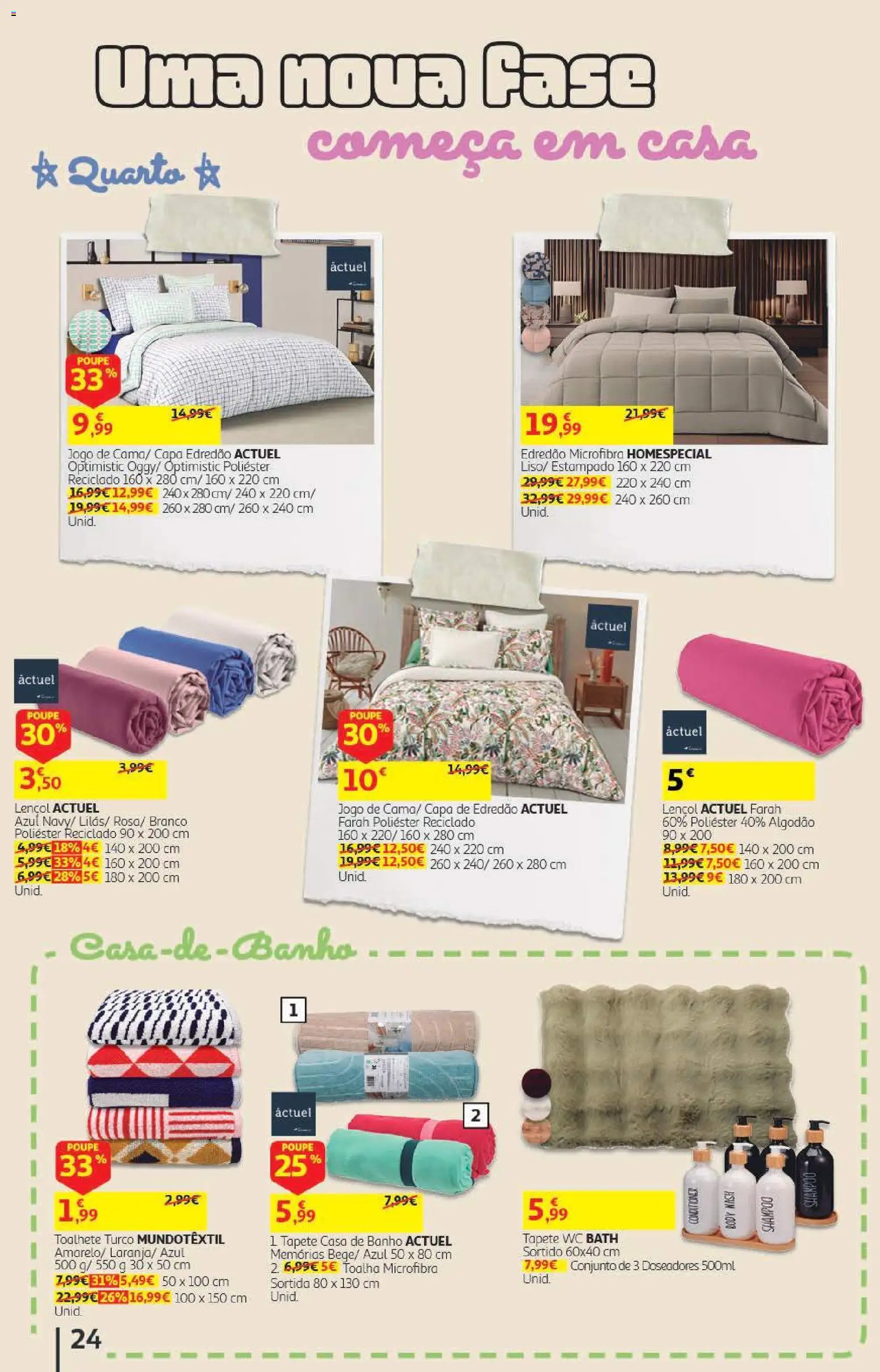 Auchan - Folheto Escolar  Têxtil Criança │ válido de 04/09/2026 | Página: 24 | Produtos: Algodão, Lençol, Casa de banho, Tapete