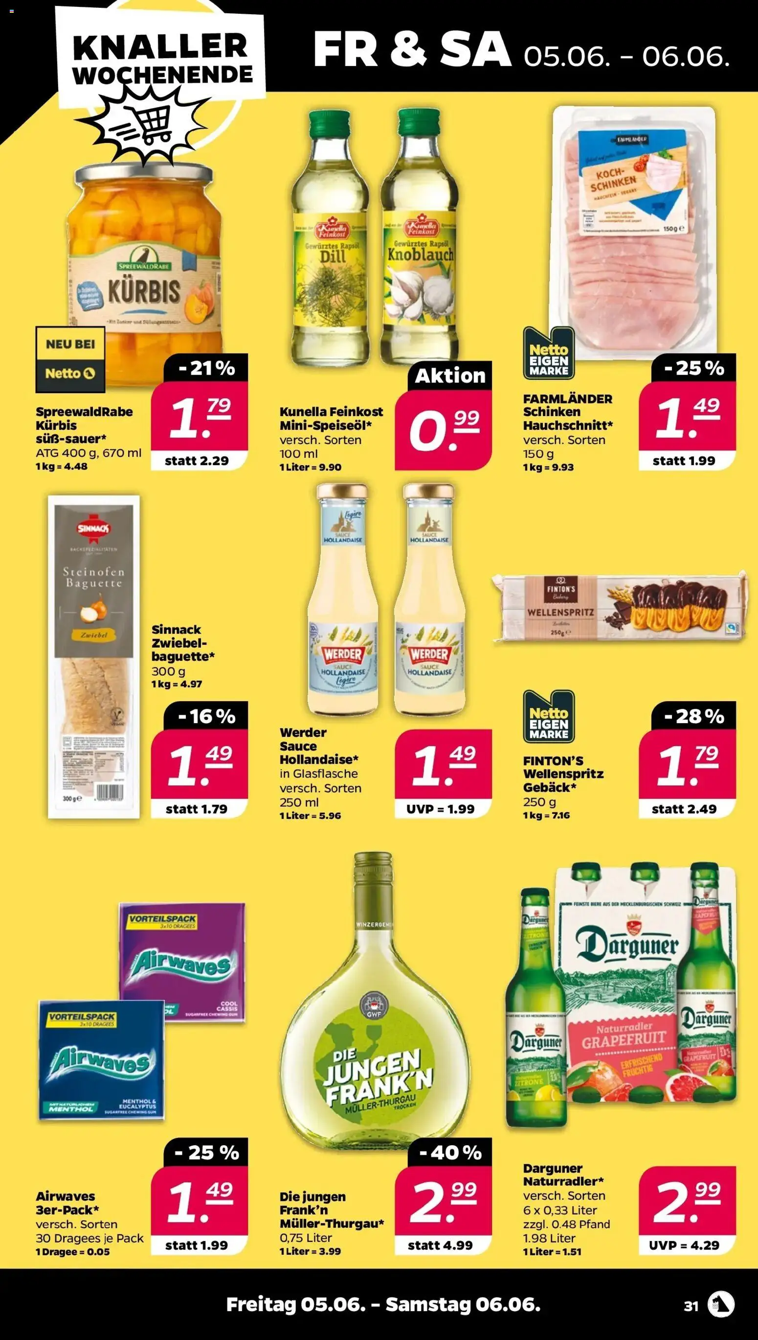 Netto Prospekt – gültig ab 01.06.2026 | Seite: 33 | Produkte: Rapsöl, Baguette, Knoblauch, Schinken