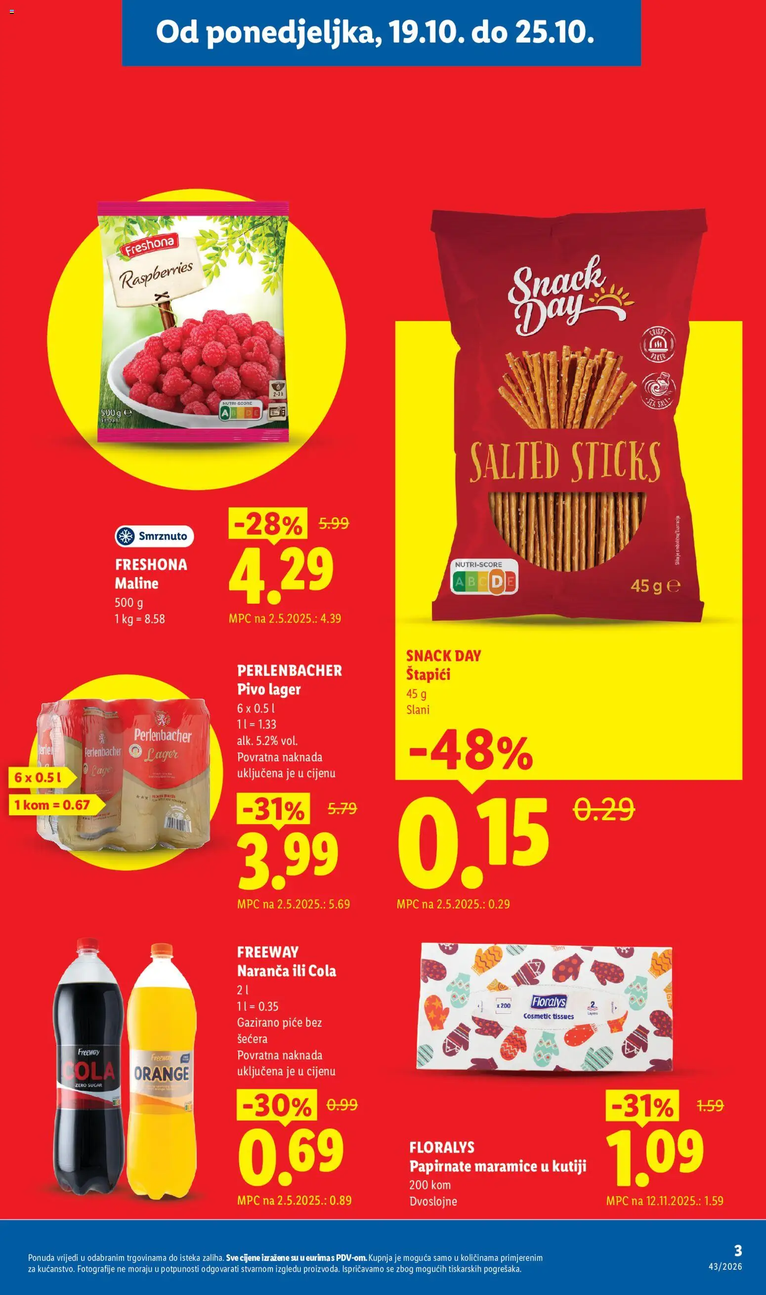 Lidl katalog | vrijedi od 19.10.2026 | Stranica: 3 | Proizvodi: Papirnate maramice, Šal, Lager, Maline
