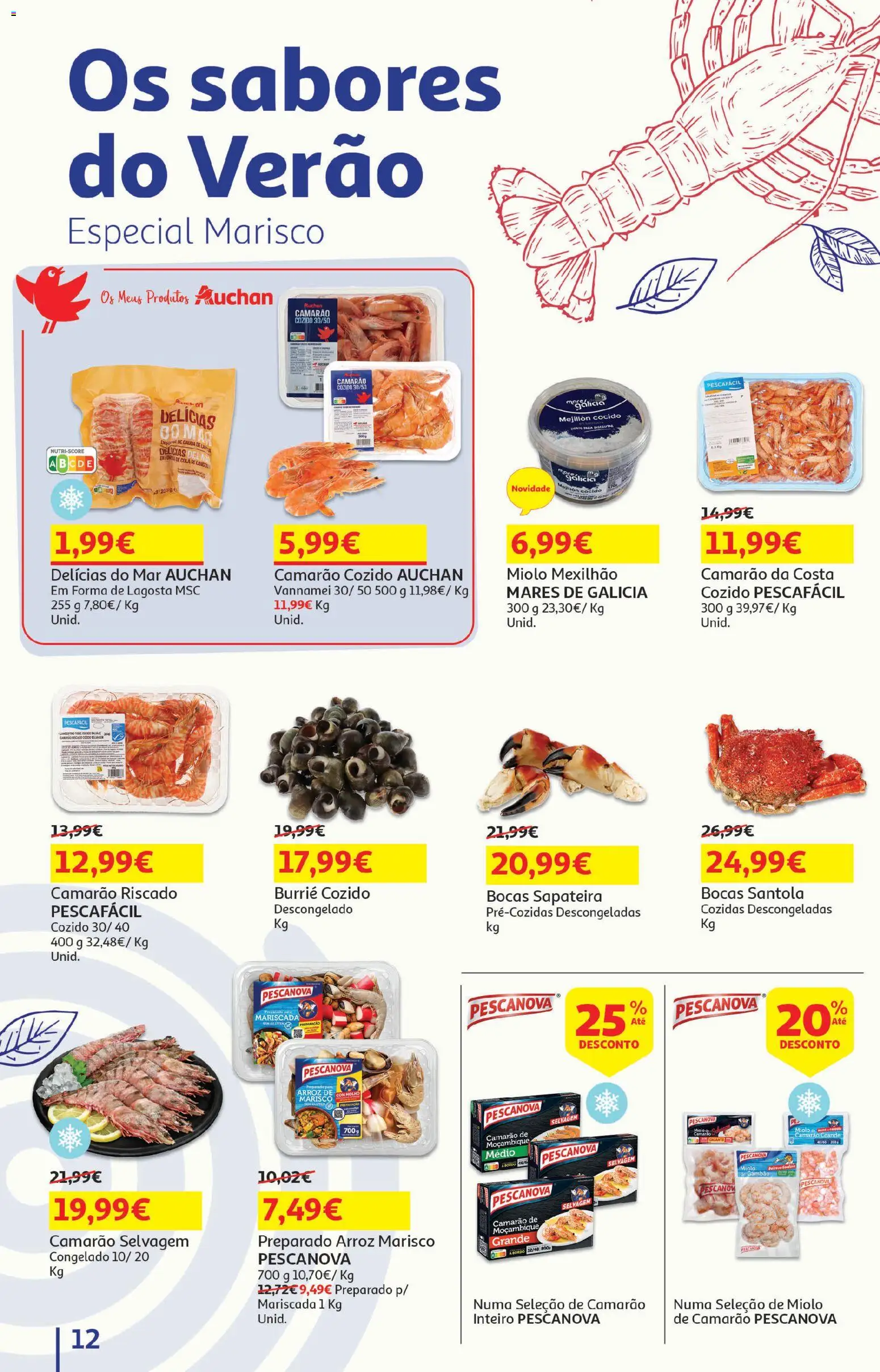 Auchan - Festa de Verão │ válido de 05/08/2026 | Página: 12 | Produtos: Lagosta, Camarão, Sapateira, Arroz