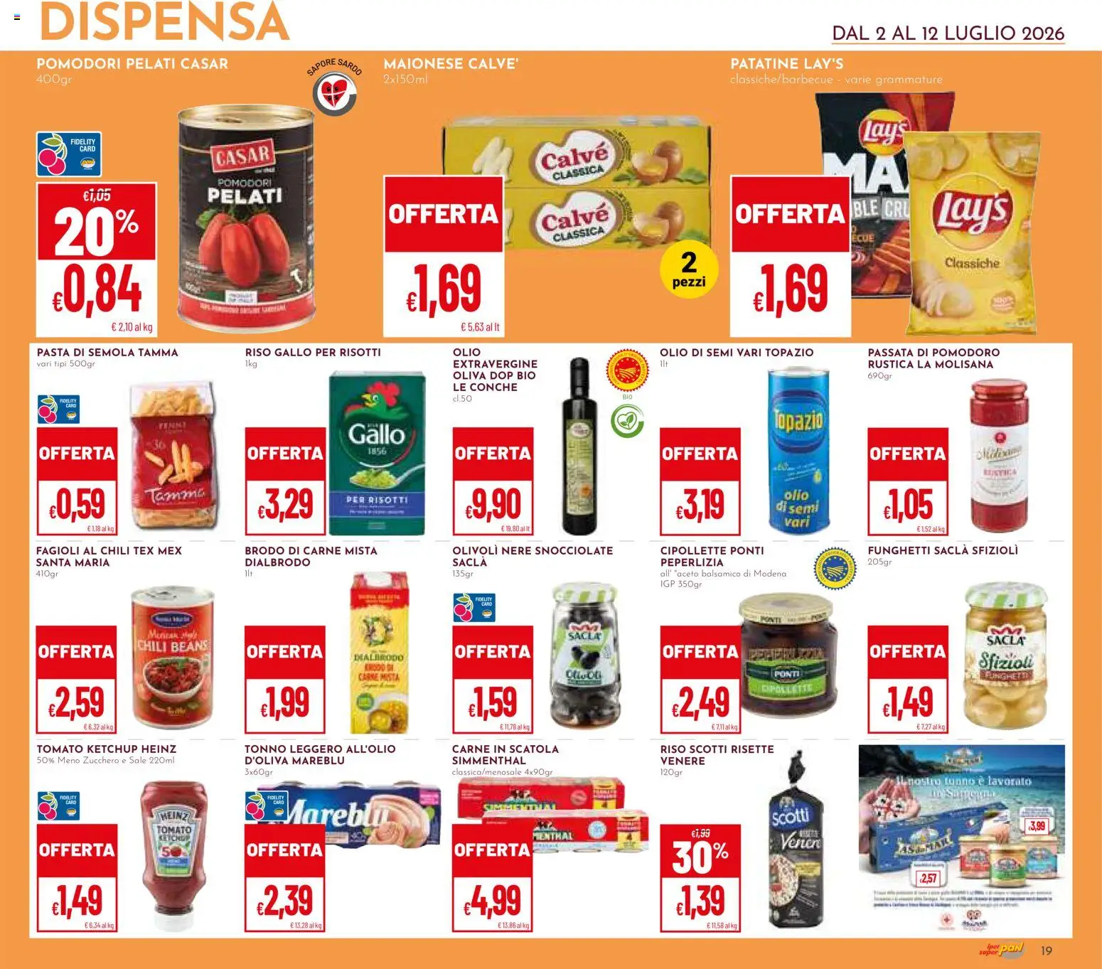 Volantino Pan del 02/07/2026 | Pagina: 19 | Prodotti: Fagioli, Pomodori, Tonno, Scatola