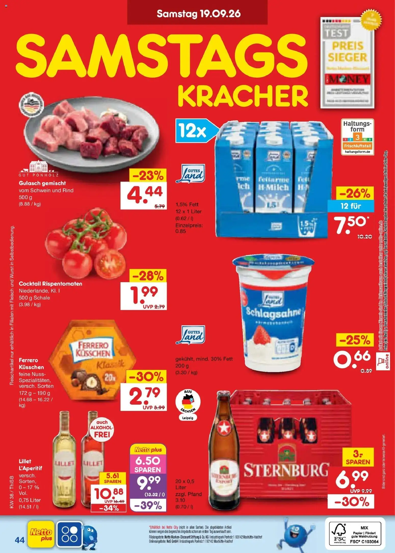 Netto Marken-Discount Prospekt Pirna – gültig ab 14.09.2026 | Seite: 58 | Produkte: Schlagsahne, Lillet, Gulasch, Fleisch