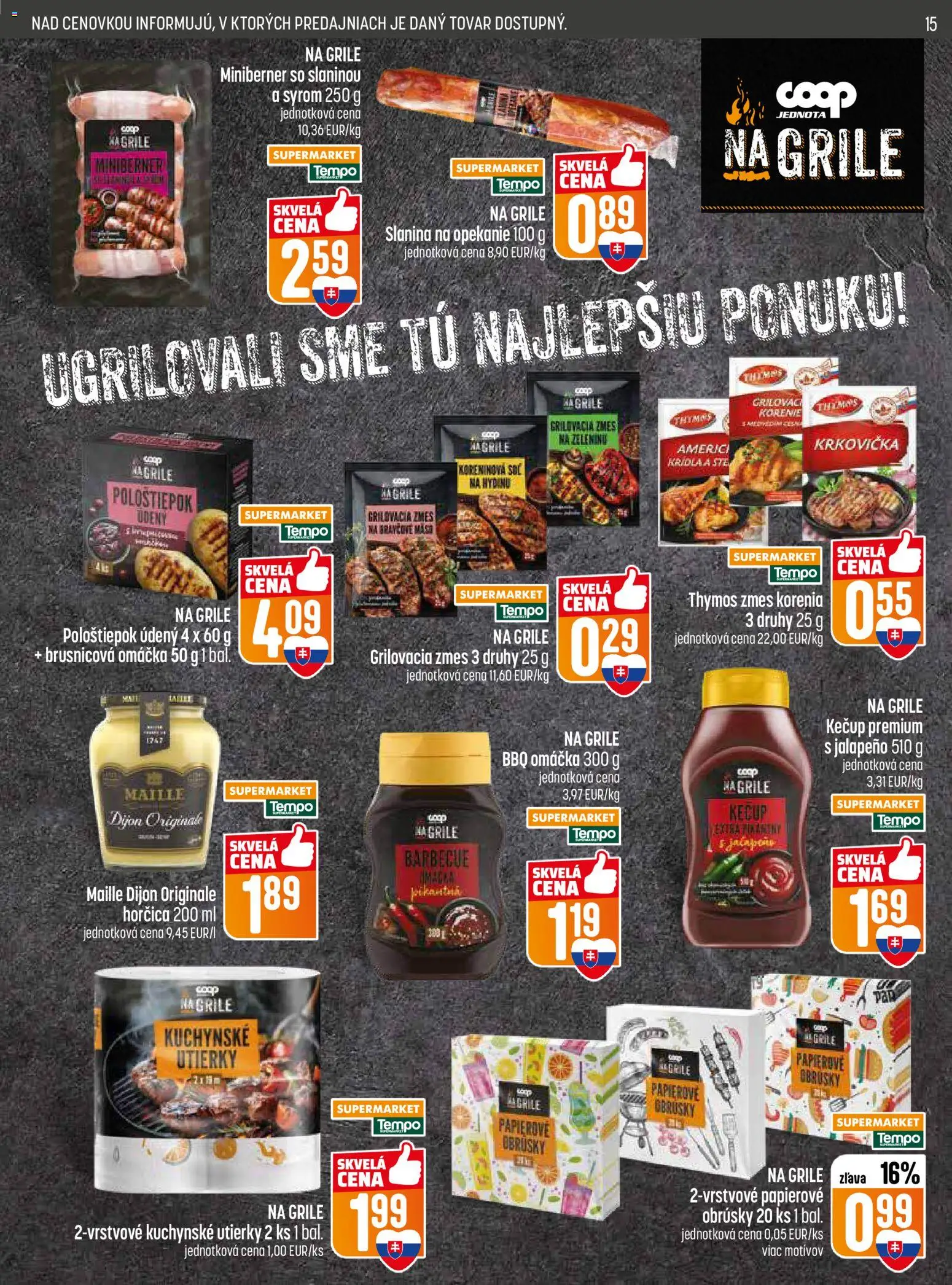 Nové COOP Jednota akcie – leták je platný od 30.04.2026 | Strana: 15 | Produkty: Krkovička, Kečup, Korenie, Soľ