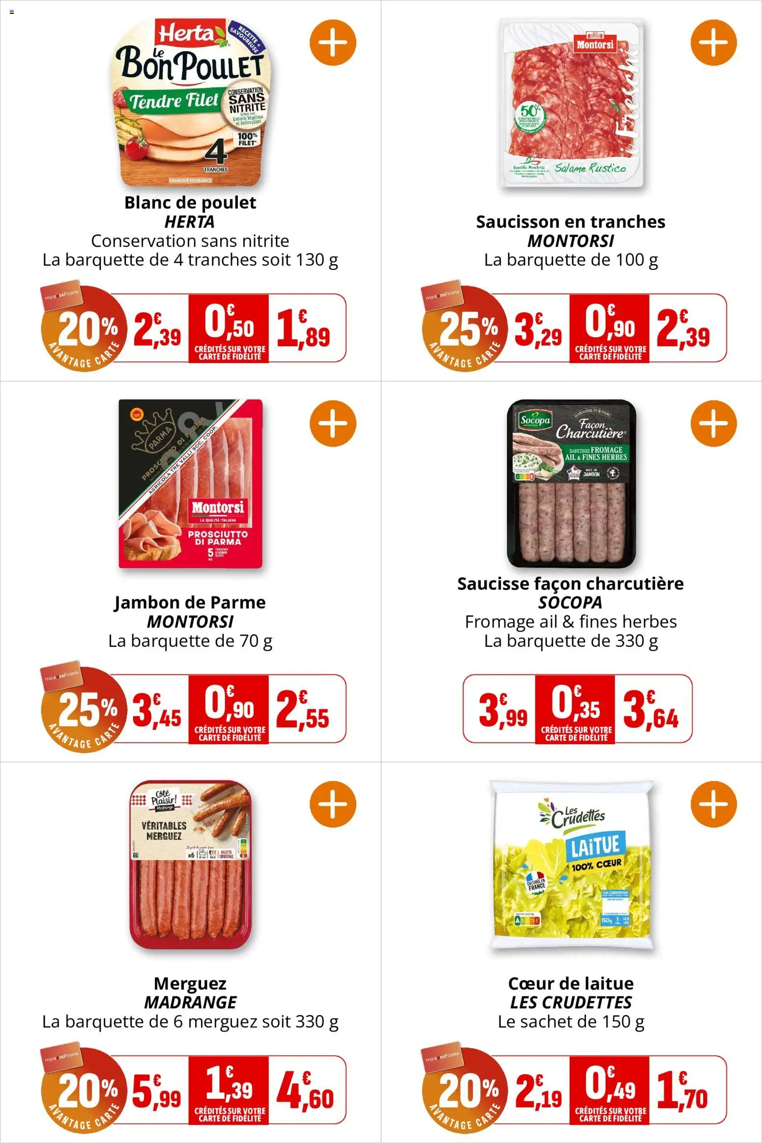 {H1} | Page: 5 | Produits: Saucisson, Laitue, Merguez, Saucisse
