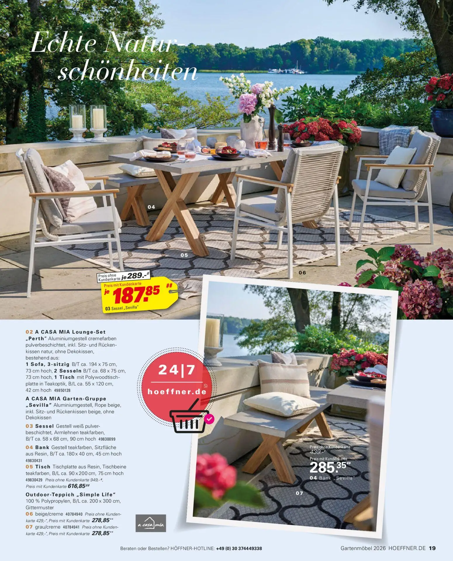 Höffner Prospekt Gartenmöbel – gültig ab 27.03.2026 | Seite: 19 | Produkte: Kissen, Sessel, Tisch, Gartenmöbel