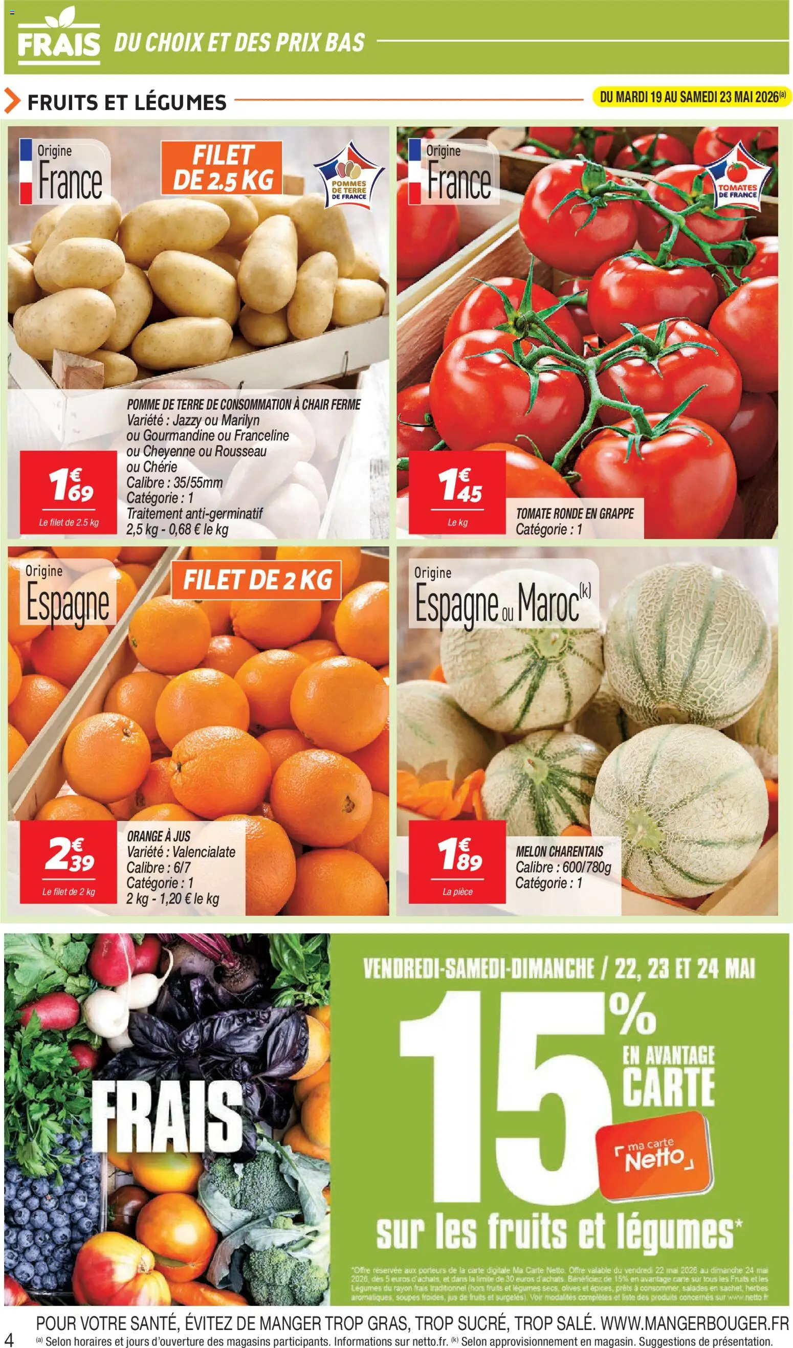 {H1} | Page: 4 | Produits: Olives, Pomme de terre de consommation, Jus, Pommes