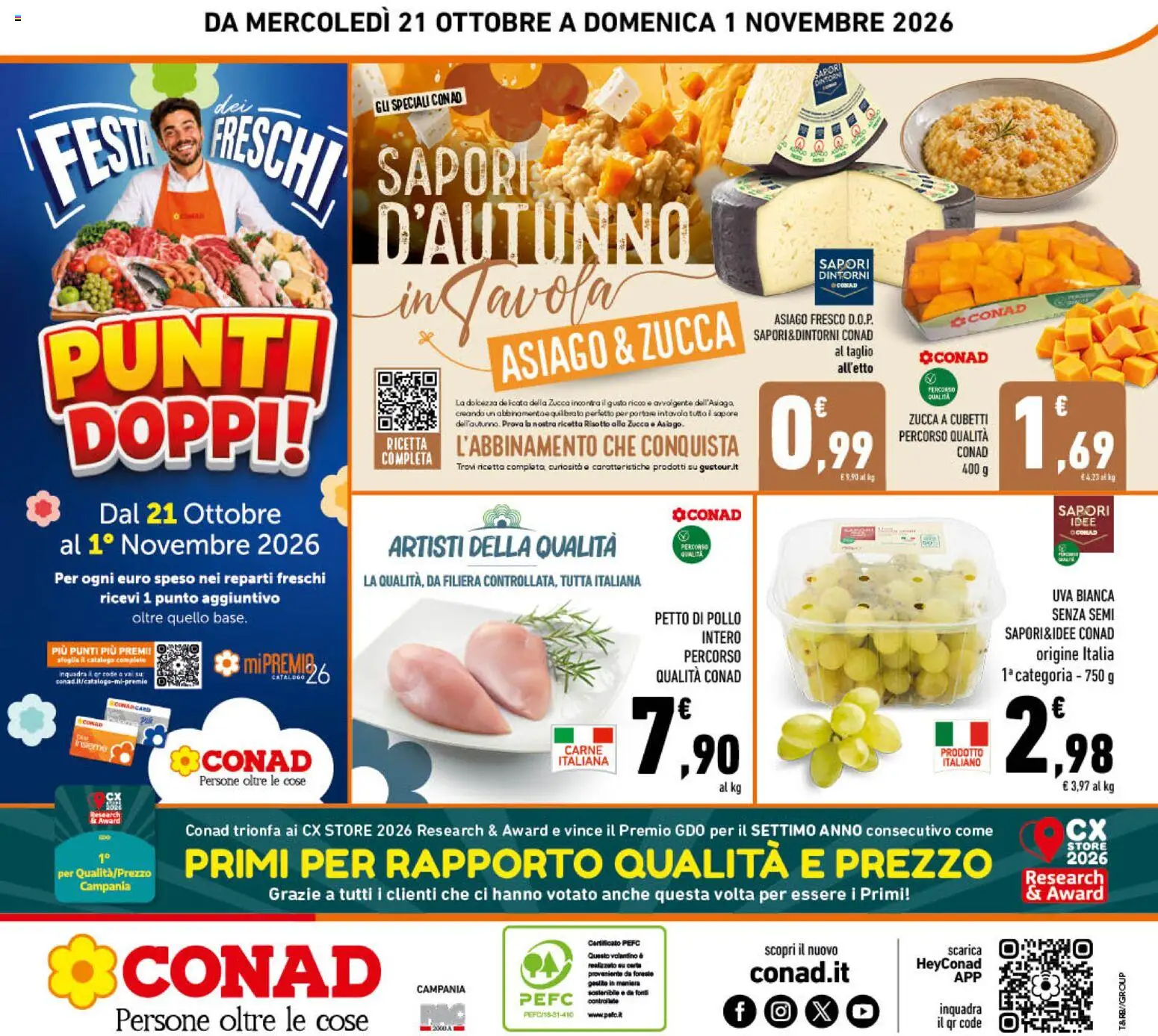 Volantino Conad del 21/10/2026 | Pagina: 24 | Prodotti: Petto di Pollo, Uva, Carne, Formaggio asiago