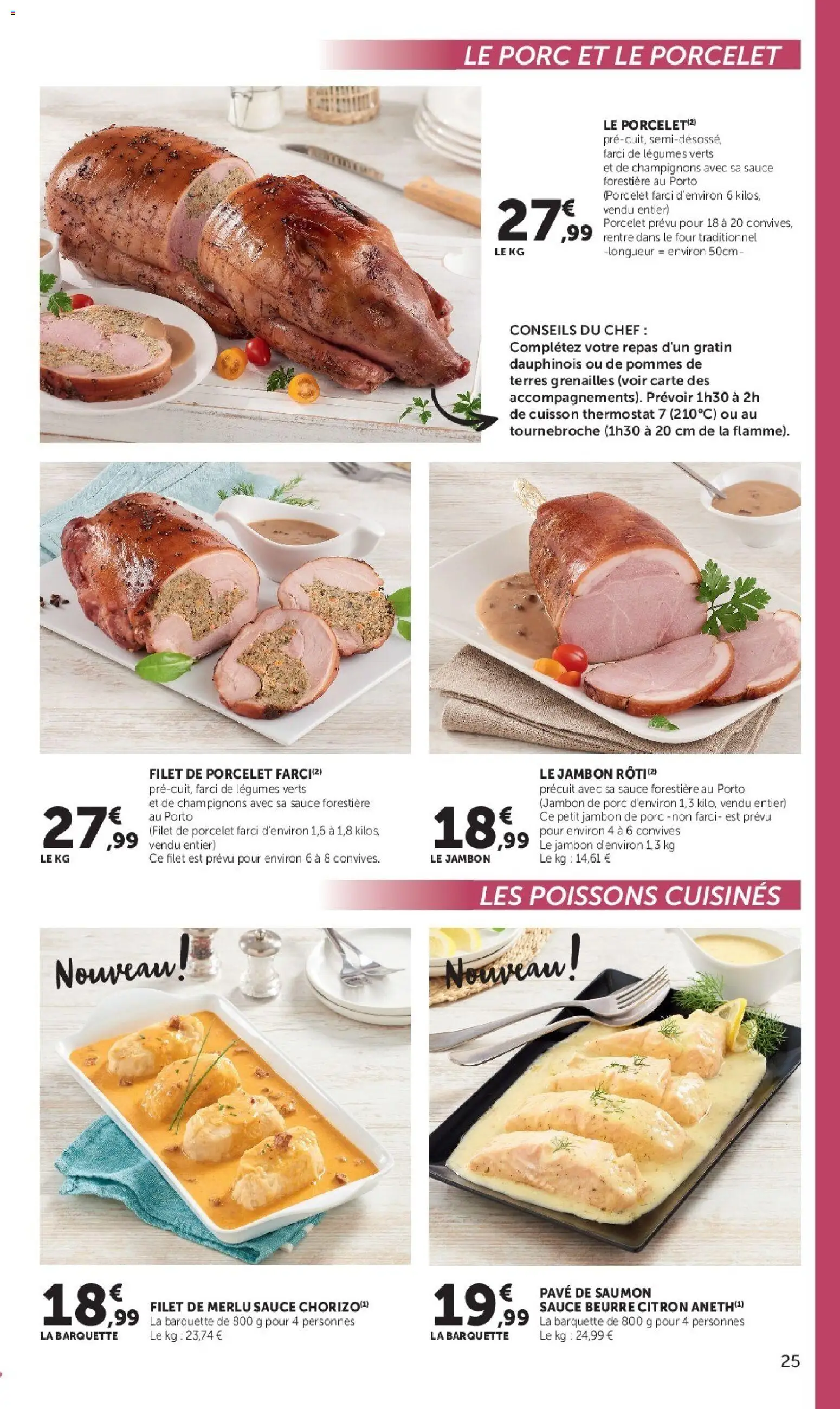 {H1} | Page: 25 | Produits: Pavé de saumon, Four, Champignons, Pommes