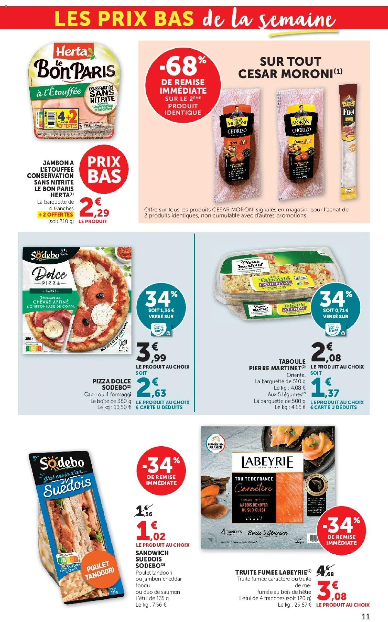 {H1} | Page: 11 | Produits: Truite, Pâte, Pizza, Cheddar