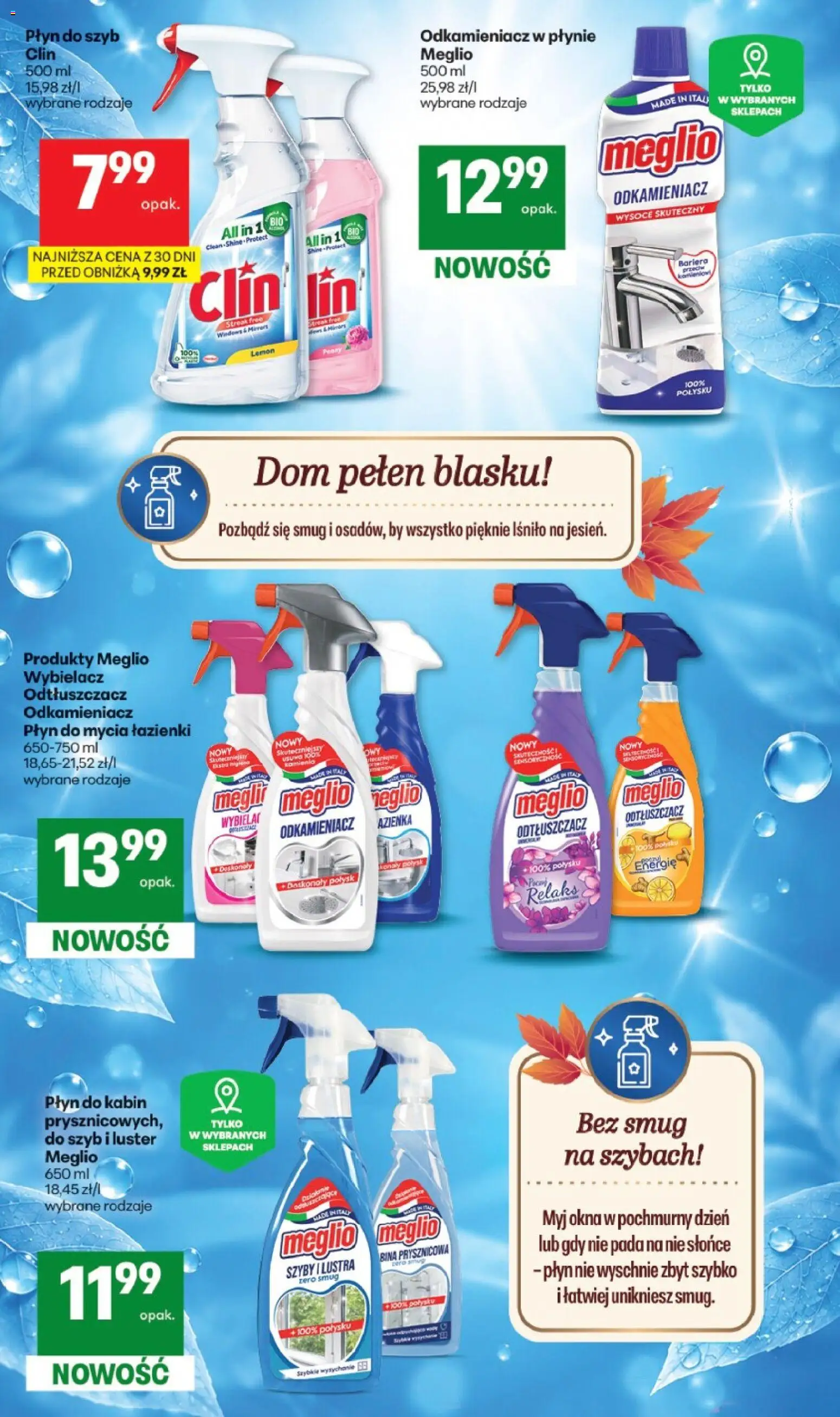Delikatesy Centrum gazetka - Jesienne porządki od 17.09.2026 | Strona: 4 | Produkty: Meglio, Płyn do szyb Clin, Odkamieniacz, Płyn do szyb