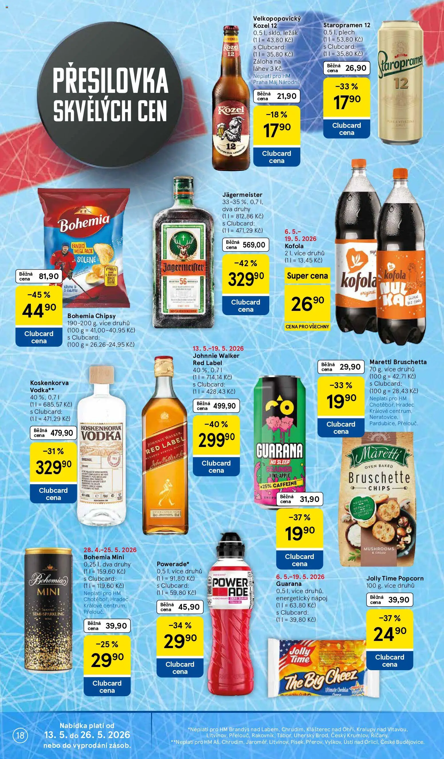 Tesco leták - Hypermarket od 13.05.2026 | Strana: 18 | Produkty: Vodka, Red Label, Plech, Cola