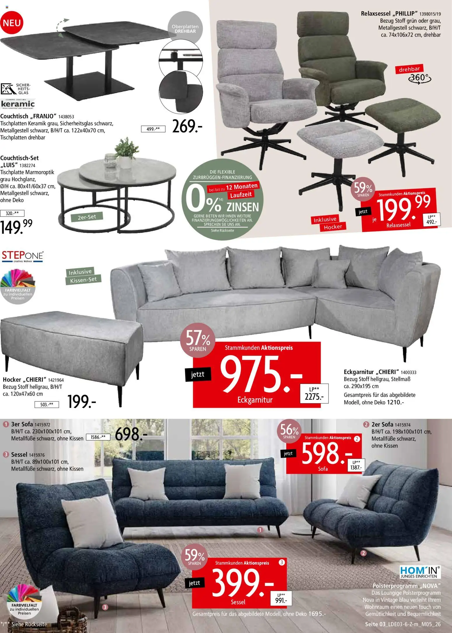 Zurbrüggen Prospekt 	 – gültig ab 28.03.2026 | Seite: 3 | Produkte: Relaxsessel, Kissen, Sofa, Sessel