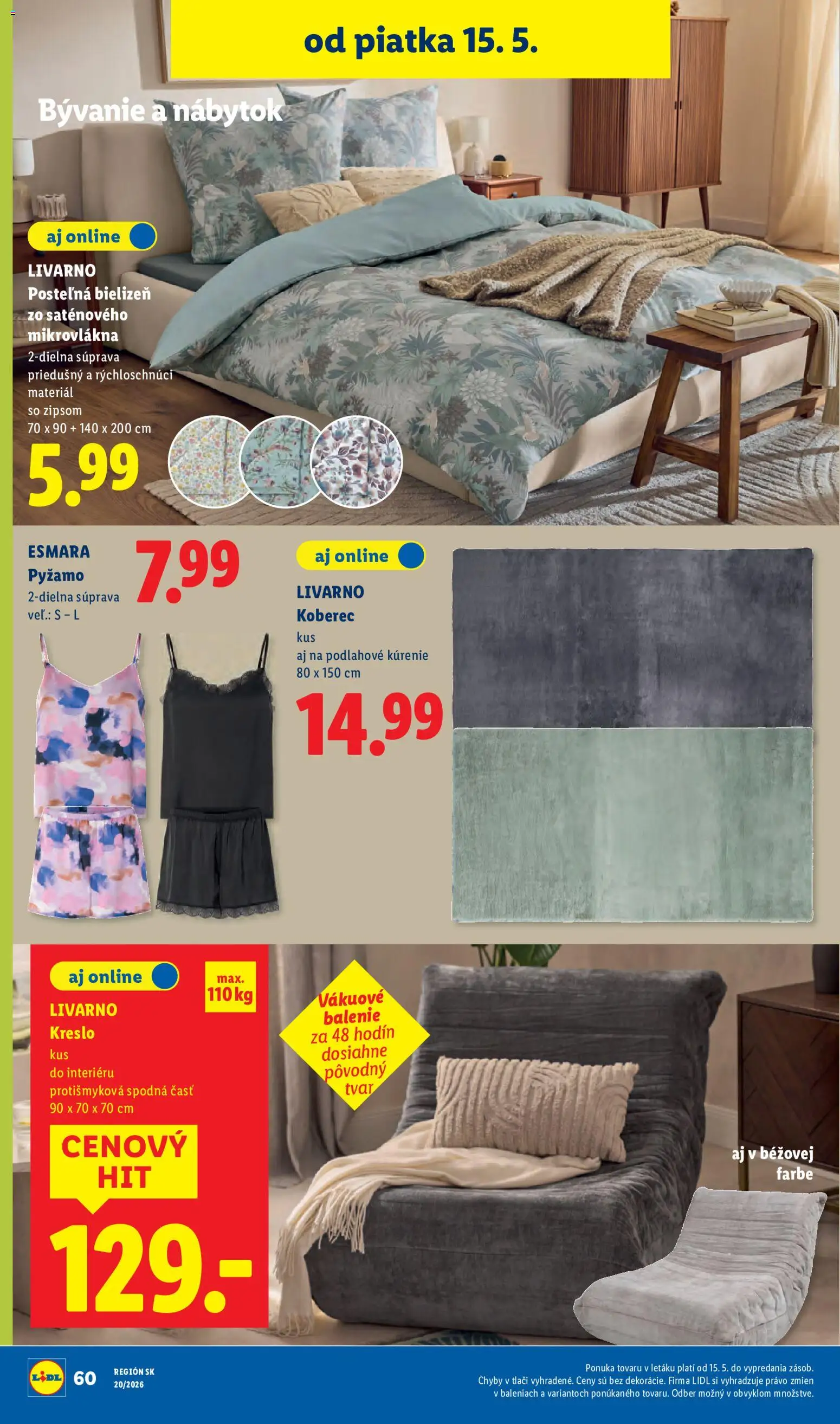 Nové Lidl akcie – leták je platný od 11.05.2026 | Strana: 80 | Produkty: Nábytok, Koberec, Kreslo, Pyžamo