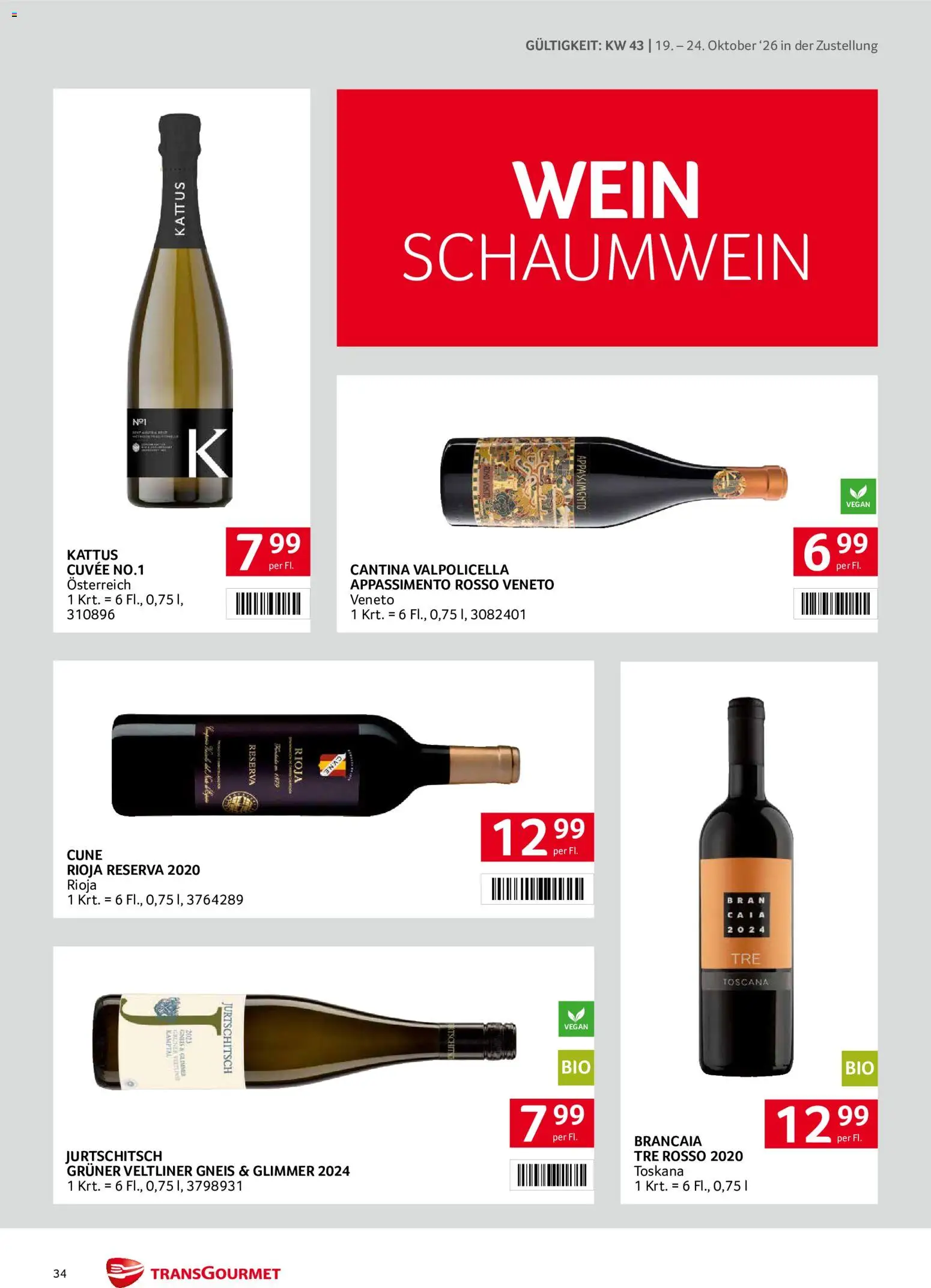 Transgourmet Flugblatt gültig ab 19.10.2026 | Seite: 34 | Produkte: Wein