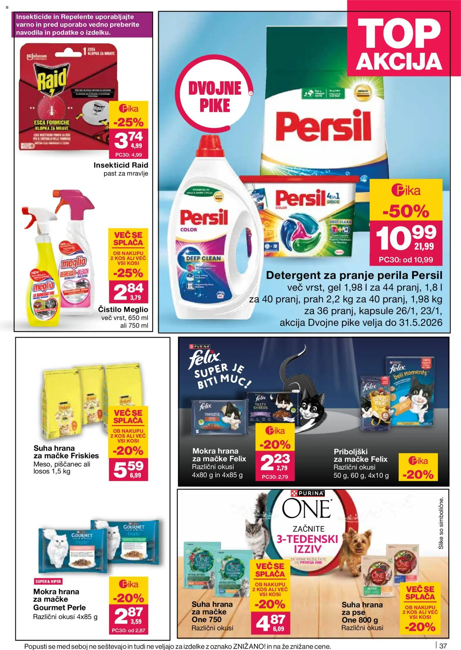 Novi Mercator katalog ponudbe – veljaven od 07.05.2026 | Stran: 37 | Izdelki: Hrana za mačke, Hrana za pse, Priboljški, Detergent