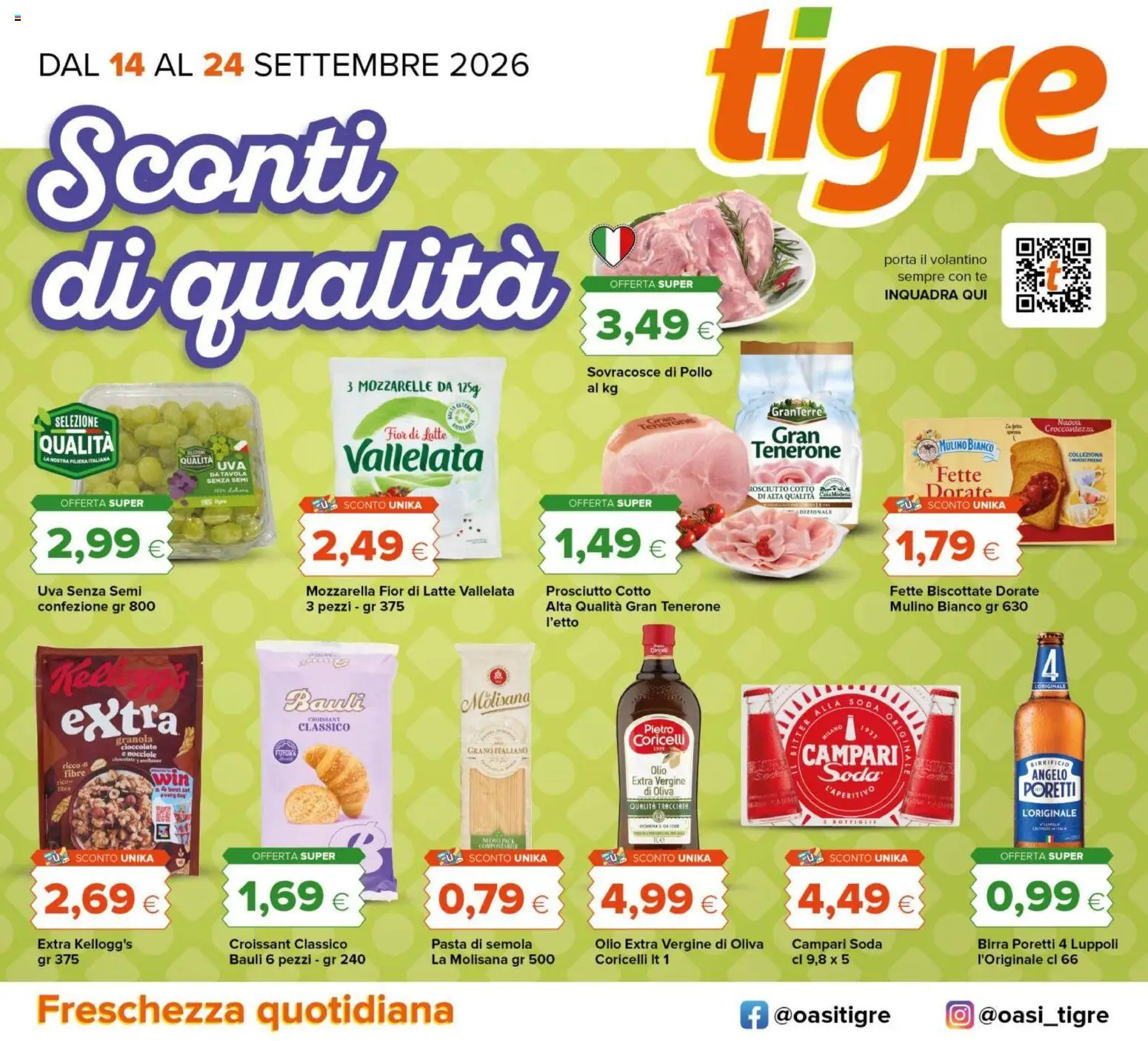 Volantino Tigre del 14/09/2026 | Pagina: 1 | Prodotti: Campari, Prosciutto Cotto, Nocciole, Fette biscottate