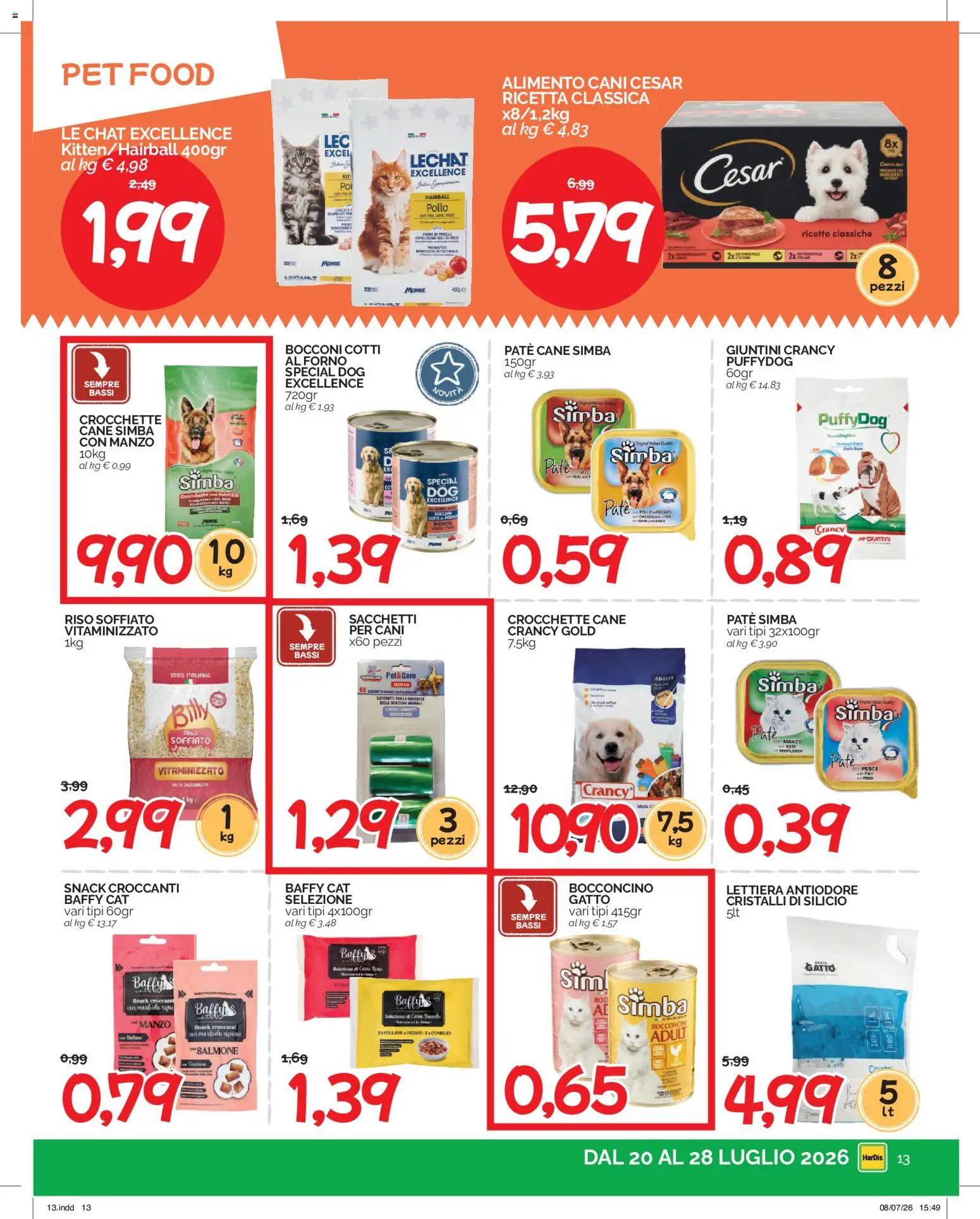Volantino HarDis del 20/07/2026 | Pagina: 13 | Prodotti: Salmone, Pesce, Manzo, Forno