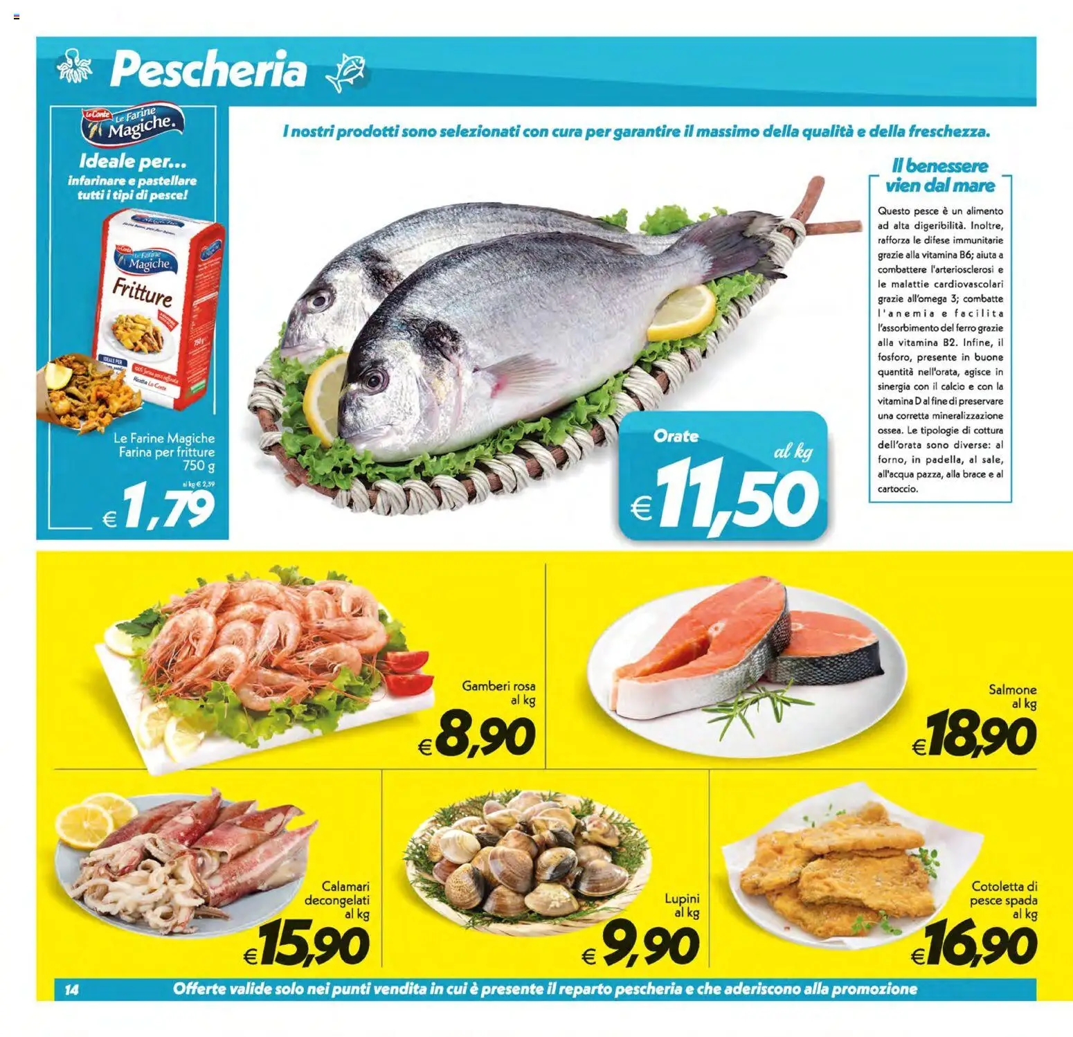 Volantino SuperConveniente del 21/08/2026 | Pagina: 14 | Prodotti: Lupini, Salmone, Pesce, Farina