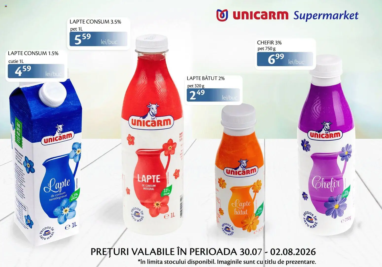 Noul catalog Unicarm – valabil de la 30.07.2026 | Pagină: 1 | Produse: Cutie, Lapte