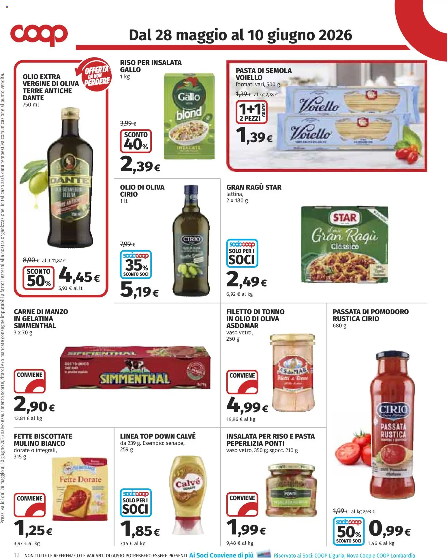 Volantino COOP del 28.05.2026 | Pagina: 12 | Prodotti: Pomodoro, Top, Pasta, Passata di pomodoro