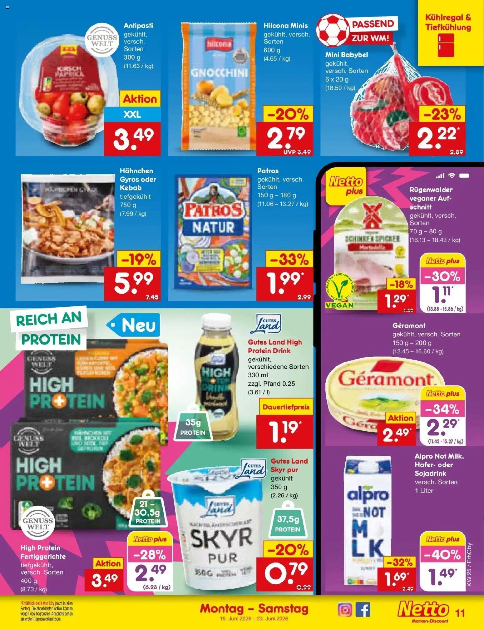 Netto Marken-Discount Prospekt Mauern – gültig ab 14.06.2026 | Seite: 13 | Produkte: Geramont, Hahnchen, Babybel, Schinken