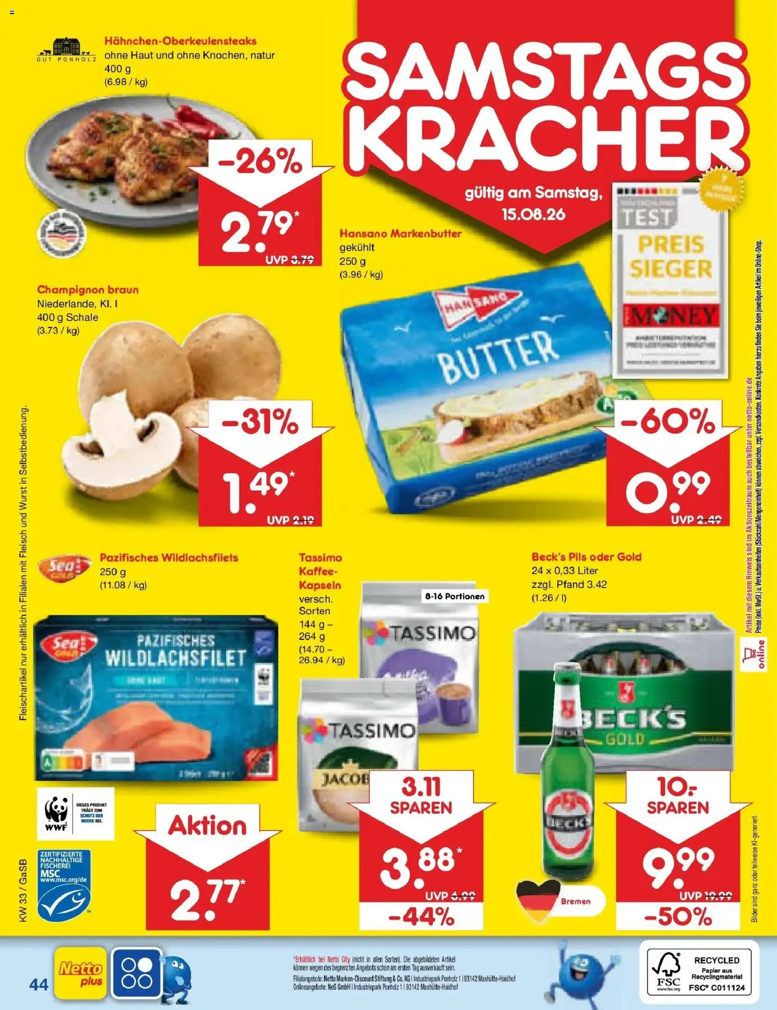 Netto Marken-Discount Prospekt – gültig ab 10.08.2026 | Seite: 60 | Produkte: Butter, Kaffee, Pils, Fleisch