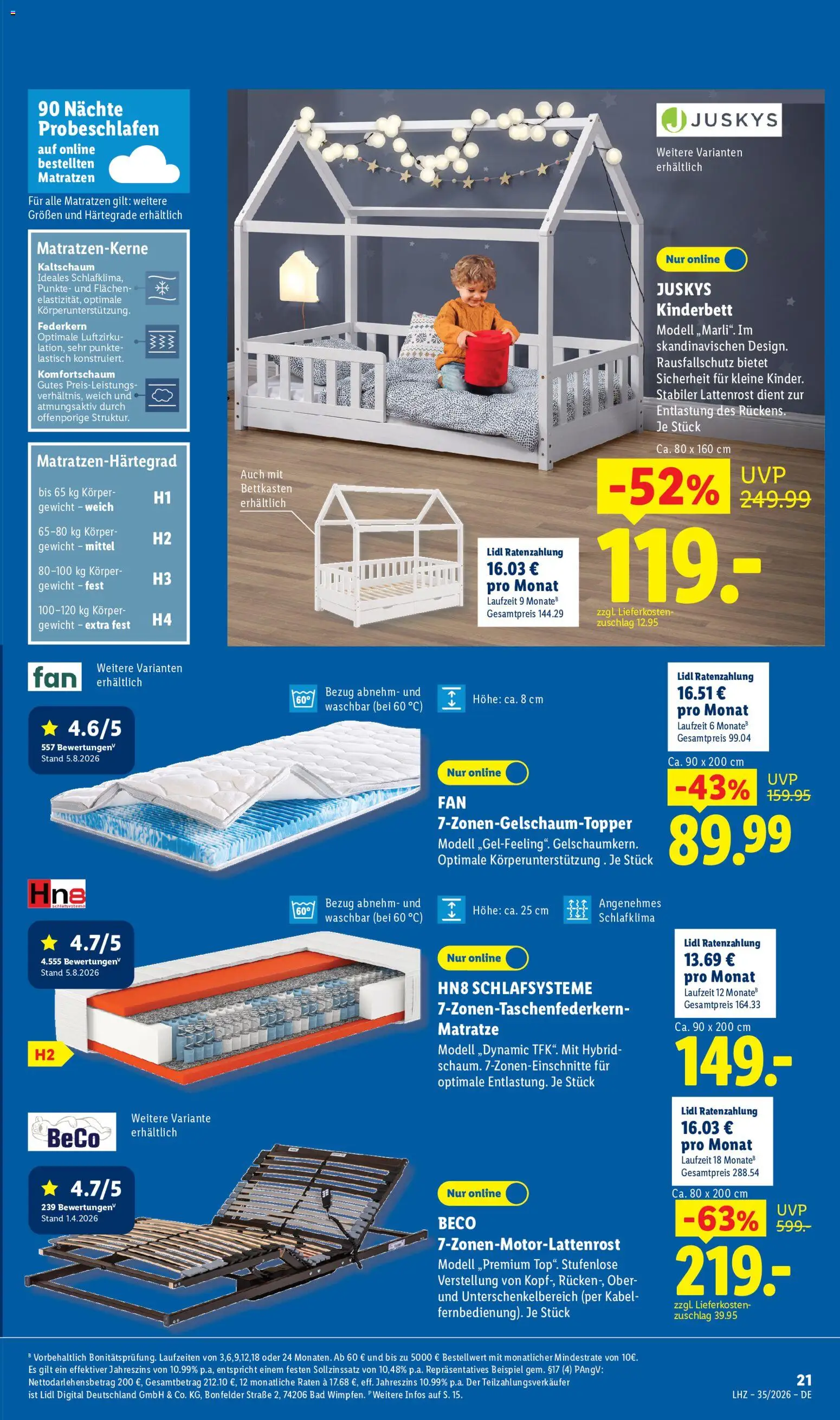 Lidl Prospekt – gültig ab 24.08.2026 | Seite: 15 | Produkte: Kabel, Matratze, Lattenrost, Topper