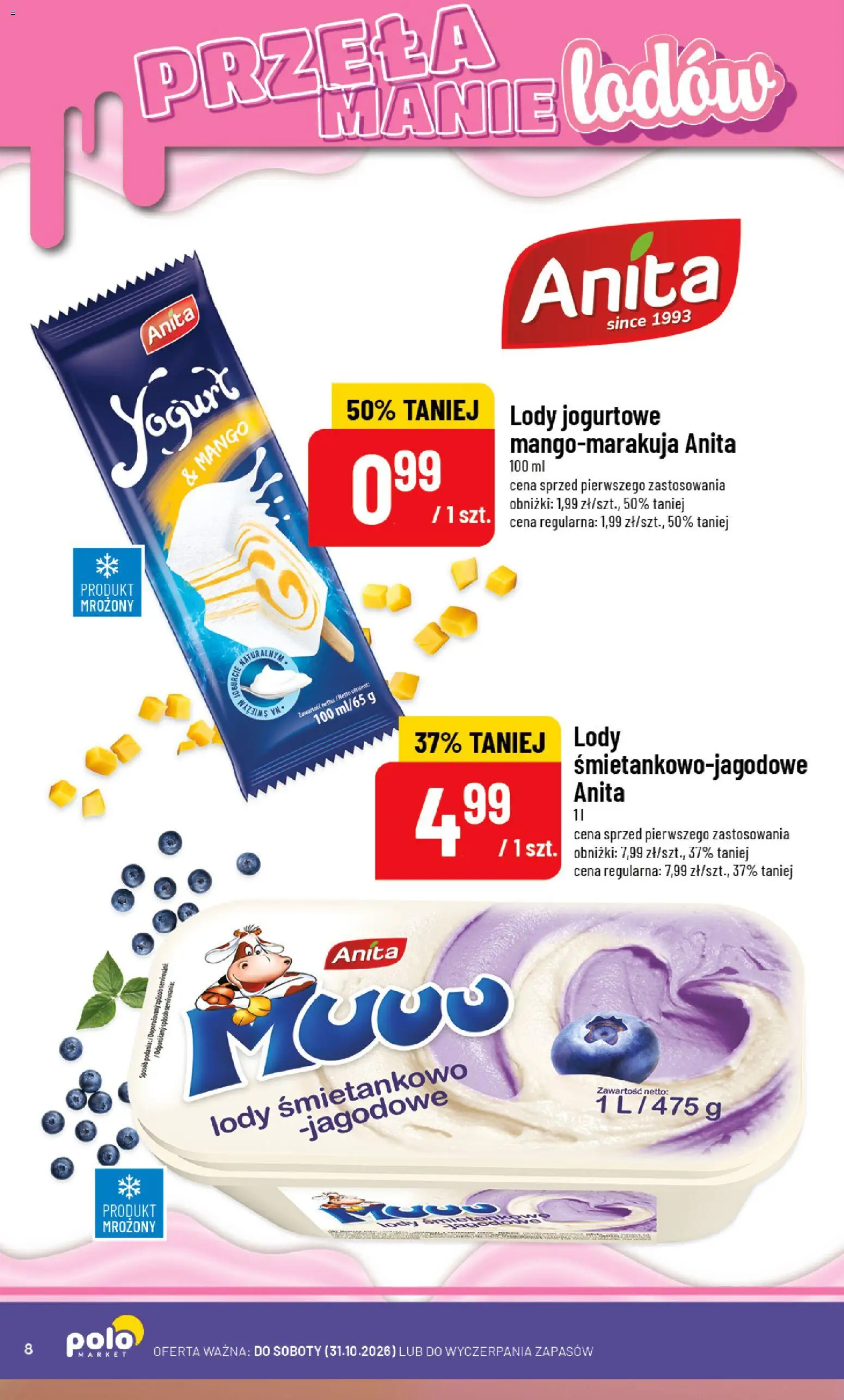 Nowa POLOmarket gazetka od jutra 14.10.2026 | Strona: 8 | Produkty: Mango, Lody jogurtowe, Lody