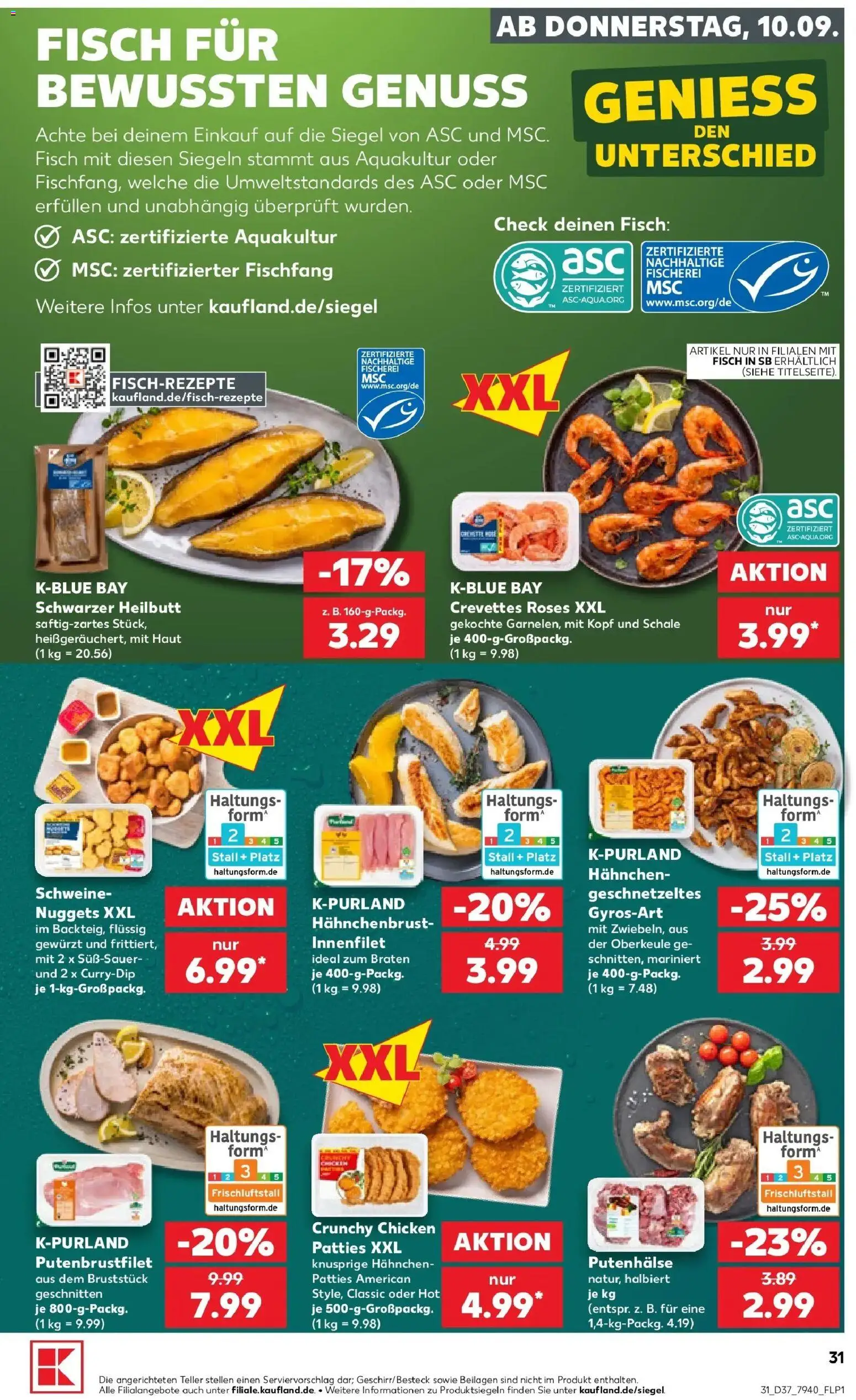 Prospekt Kaufland ab 07.09.2026 » Angebote Online zum Blättern | Seite: 40 | Produkte: Beilagen, Hahnchen, Fisch, Hahnchenbrust