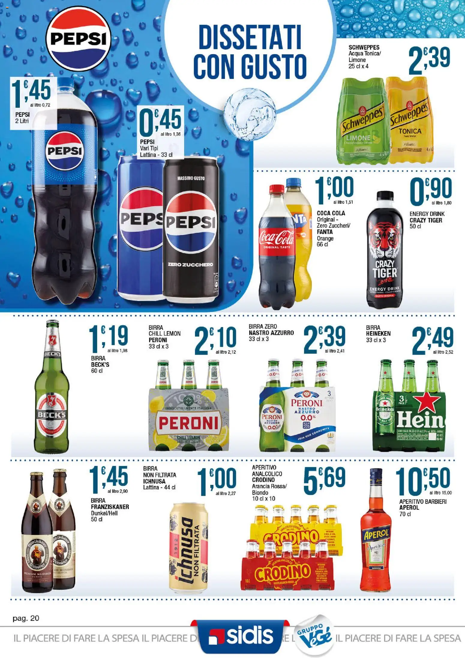 Volantino Sidis del 18.05.2026 | Pagina: 20 | Prodotti: Zucchero, Arancia, Heineken, Pepsi