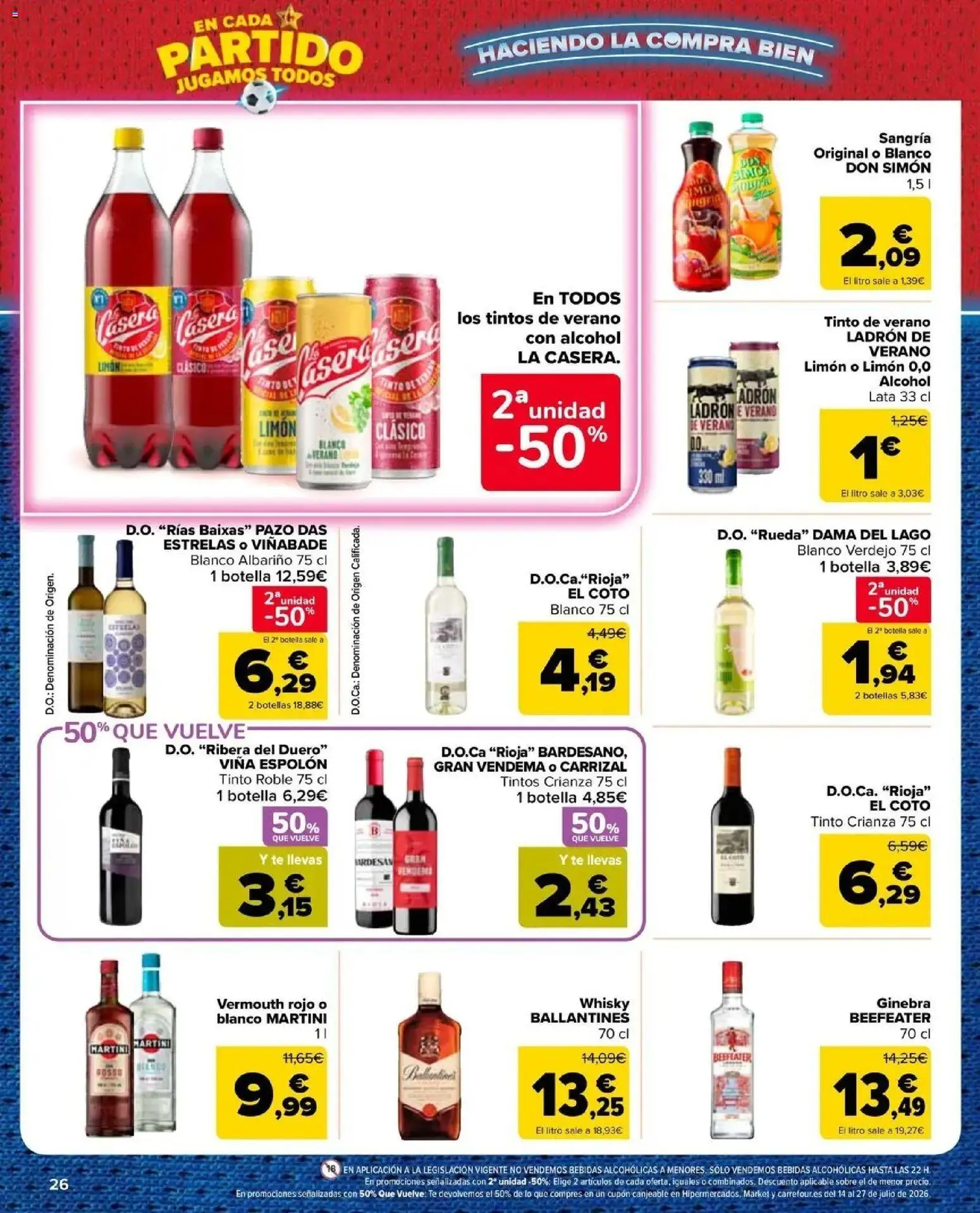 Carrefour Market -  unidad al -50 │ válido desde el 25/06/2026 | Página: 26 | Productos: Limón, Té, Bebidas, Alcohol