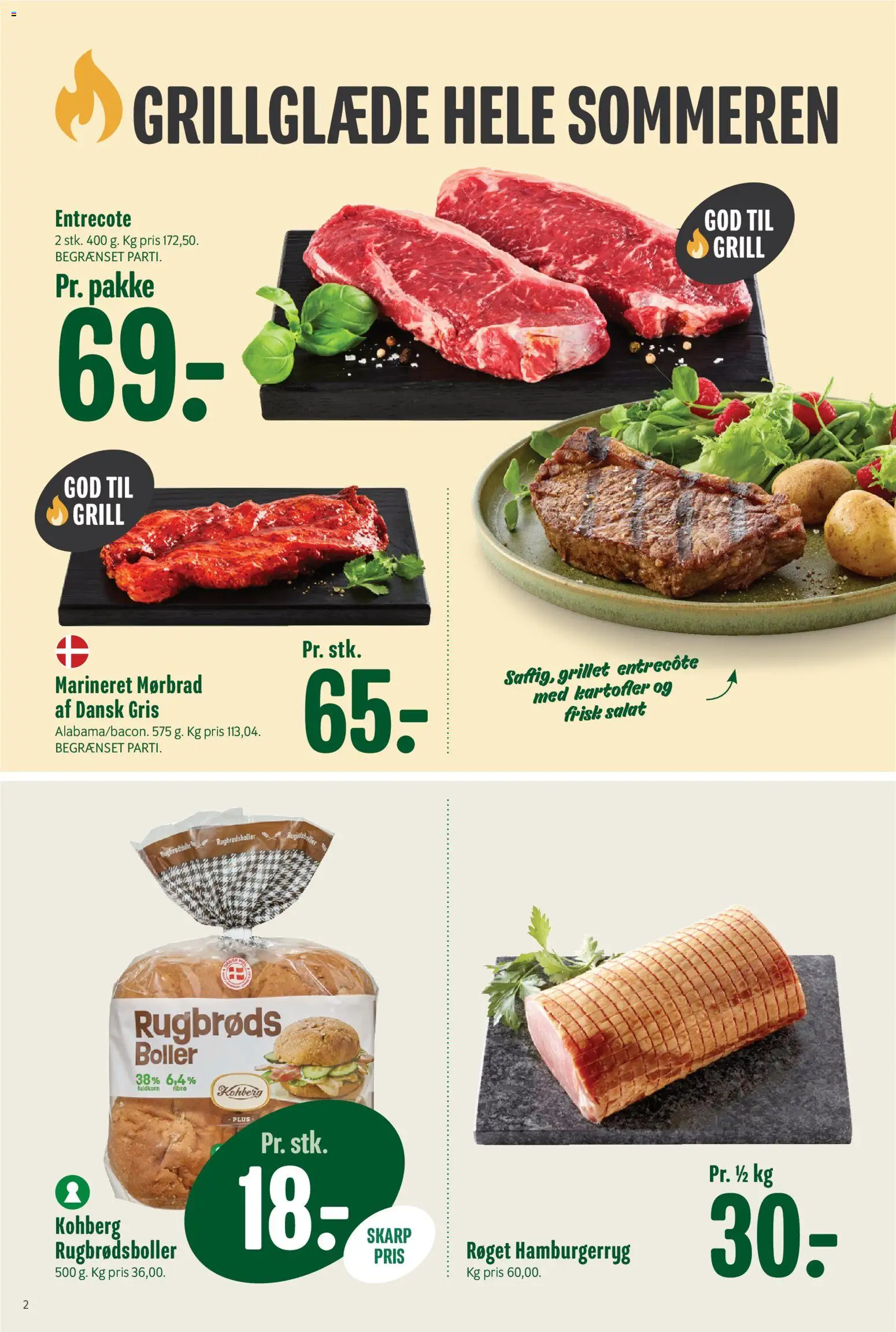 Min Købmand tilbudsavis – gyldig fra 26/06/2026 | Side: 2 | Produkter: Salat, Kartofler, Entrecote, Hamburgerryg