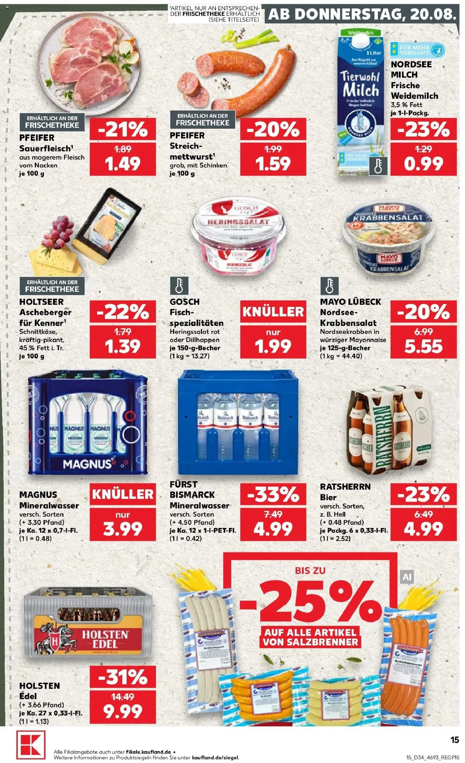Prospekt Kaufland ab 20.08.2026 » Angebote Online zum Blättern | Seite: 15 | Produkte: Bier, Spezialitäten, Holsten edel, Fisch