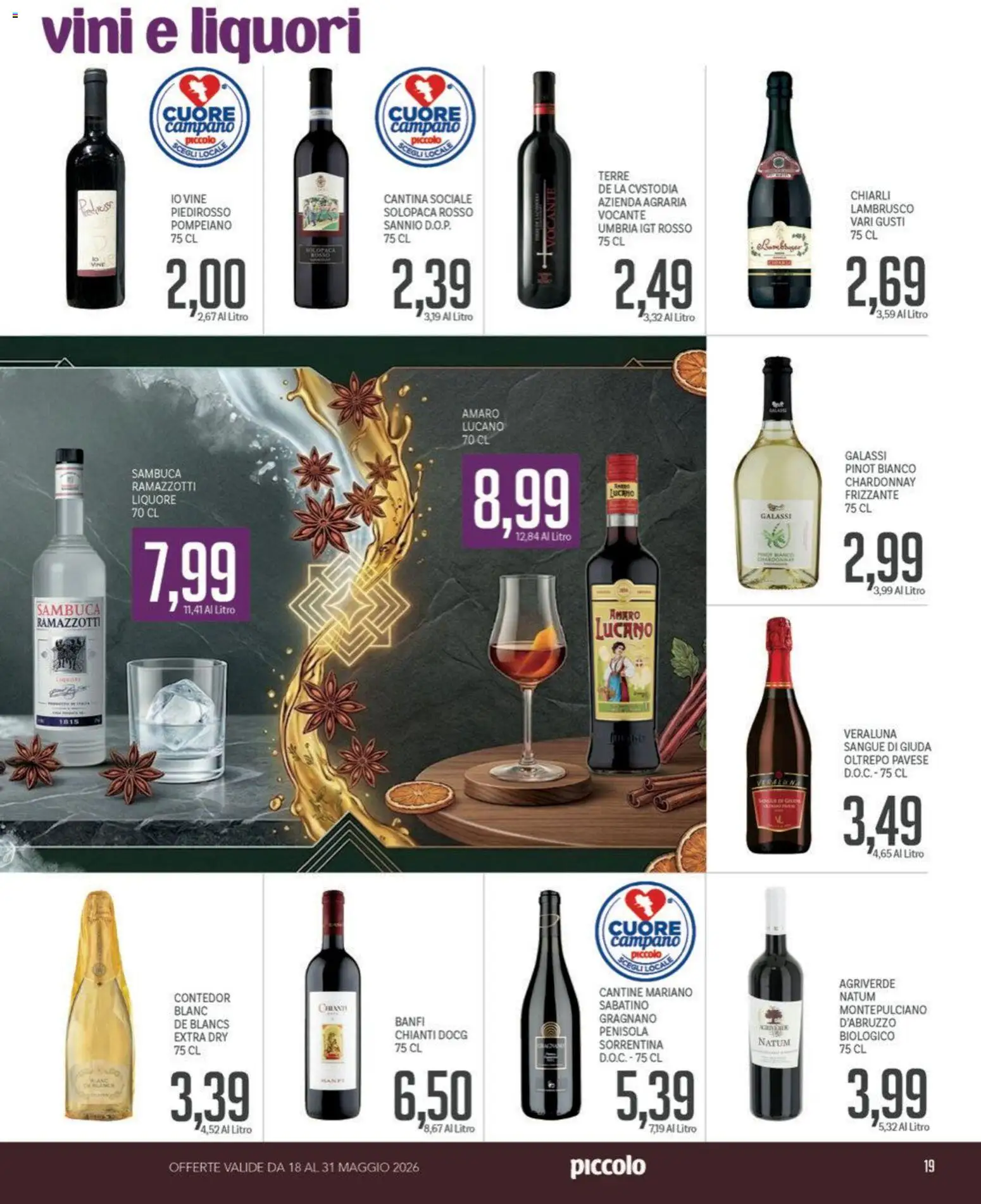 Volantino Piccolo del 18.05.2026 | Pagina: 19 | Prodotti: Liquore, Amaro