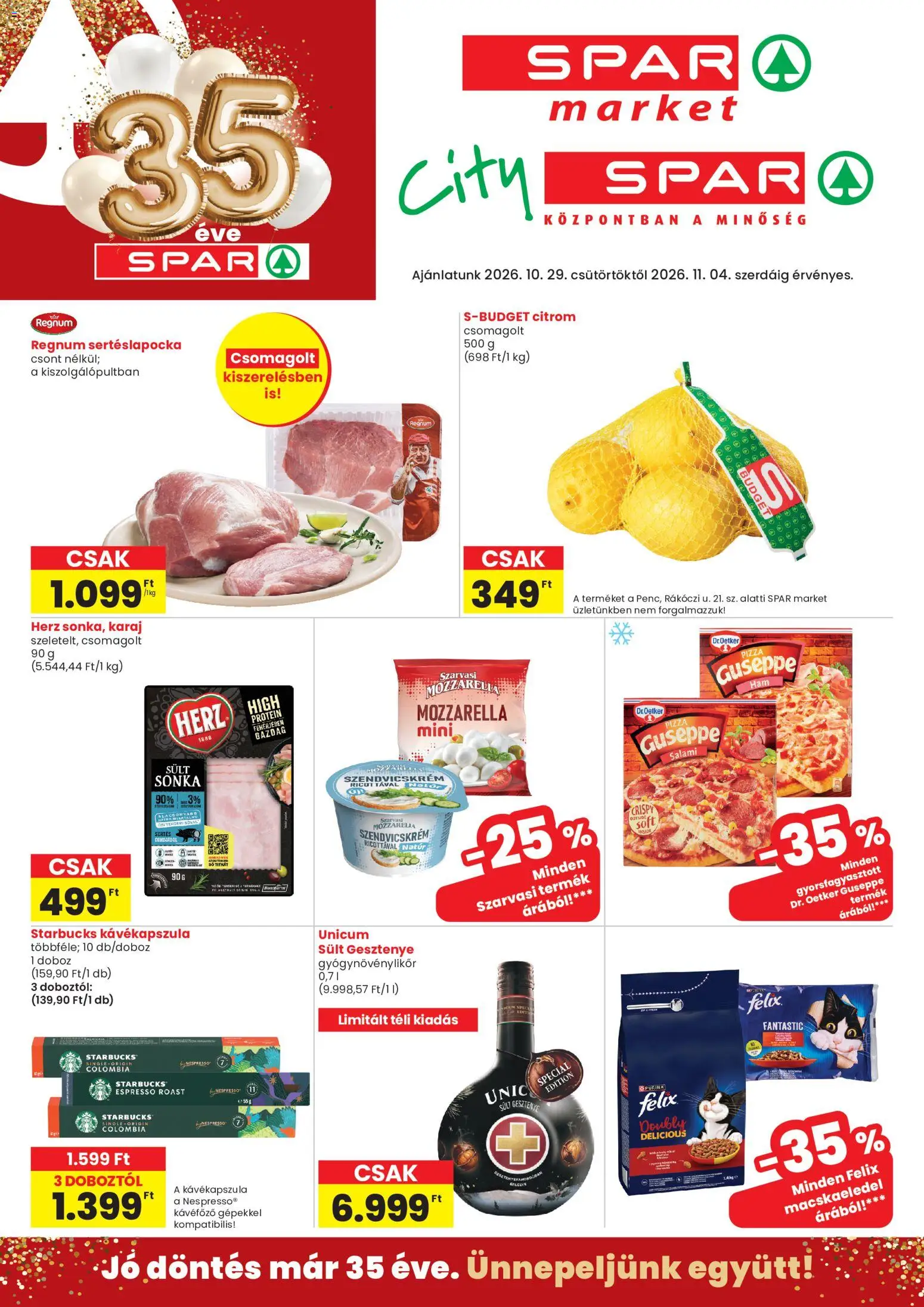 Spar Market akciós ujság - amely érvényes a következő dátumtól: 2026.10.29. | Oldal: 1