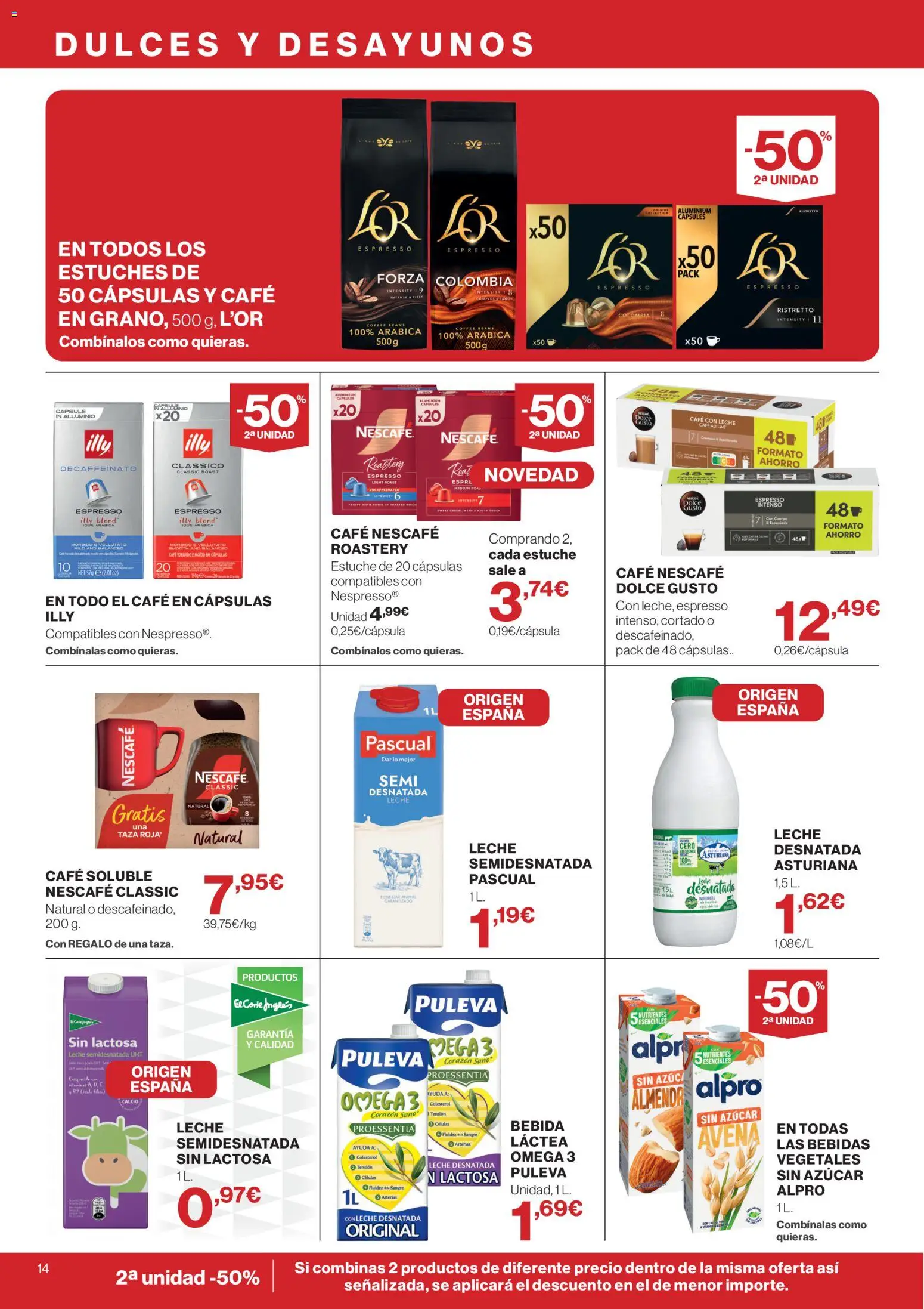 Supercor folleto │ válido desde el 10/09/2026 | Página: 14 | Productos: Leche desnatada, Omega 3, Café con leche, Café en cápsulas
