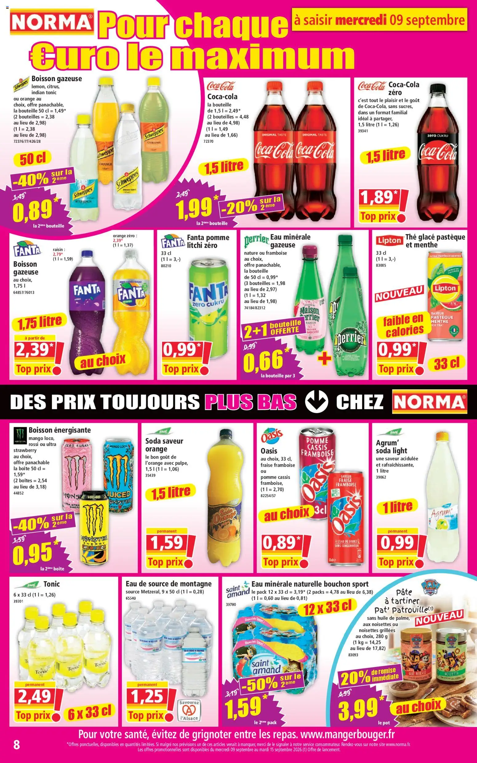 {H1} | Page: 8 | Produits: Eau minérale, Fraise, Huile, Coca cola