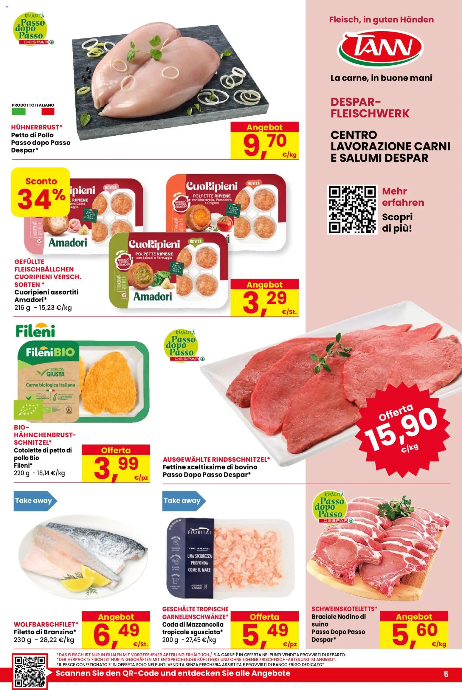 Volantino Despar del 17/09/2026 | Pagina: 5 | Prodotti: Pollo, Pomodoro, Spinaci, Polpette